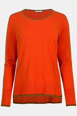 Gina Laura Strickpullover Pullover farbige Kanten Rundhals Langarm