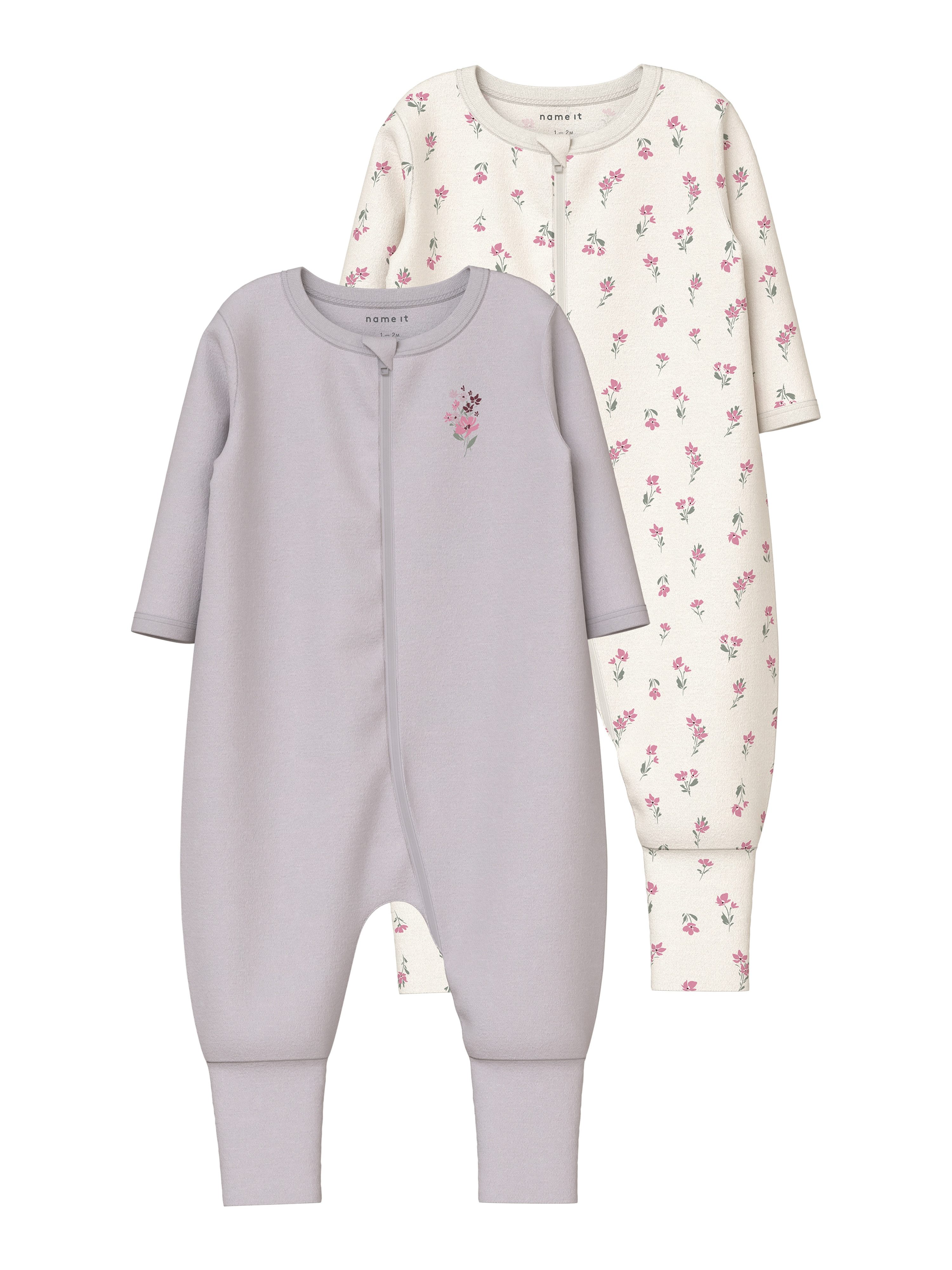Name It Schlafanzug NBFNIGHTSUIT 2P ZIP FF FLOWER NOOS (Packung, 2 tlg)