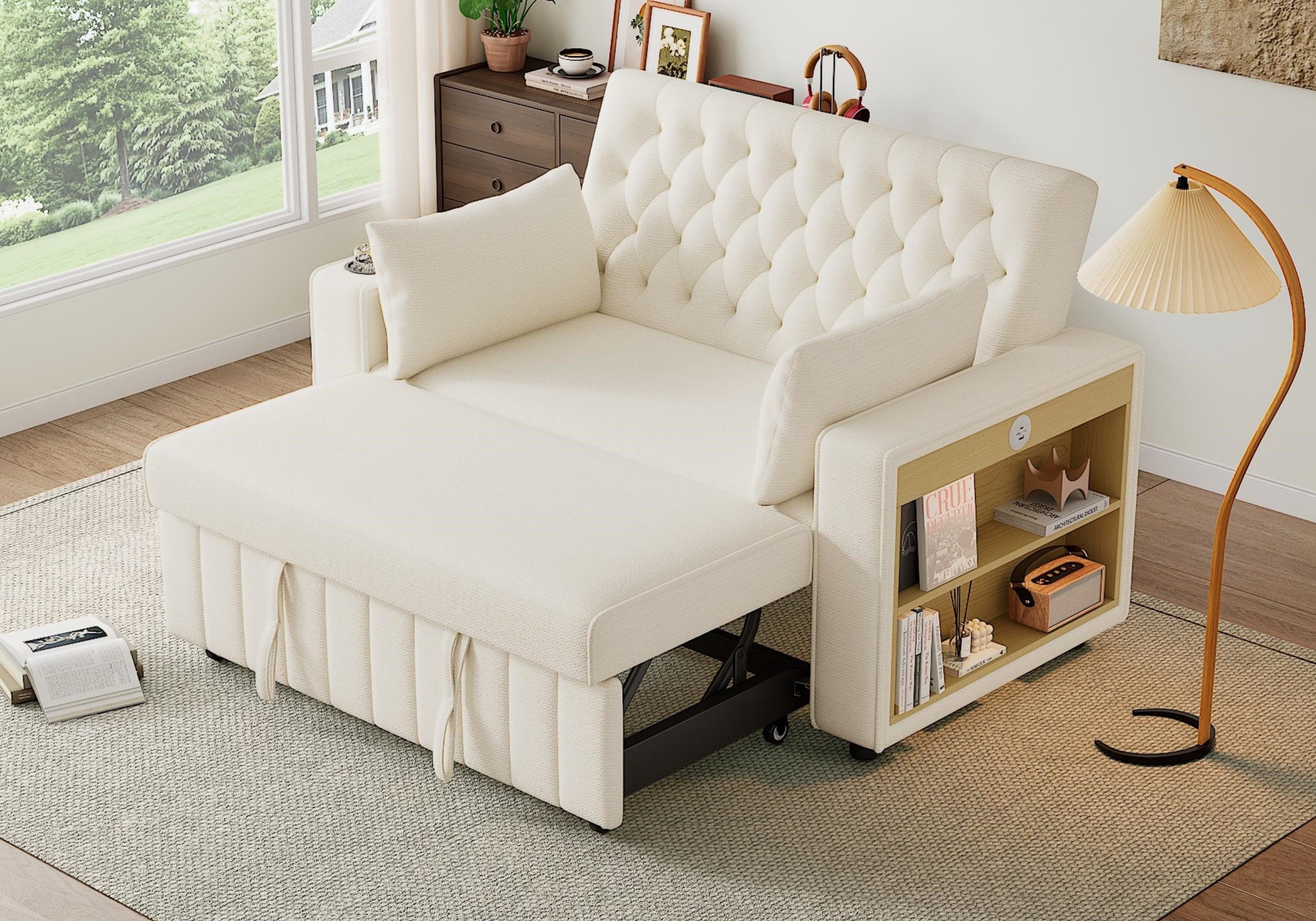 autolock Schlafsofa Multifunktionales Schlafsofa Klappsofa mit Stauraum & Schlaffunktion, Doppelsofa Couch für Wohnzimmer, Schlafzimmer und Gästezimmer