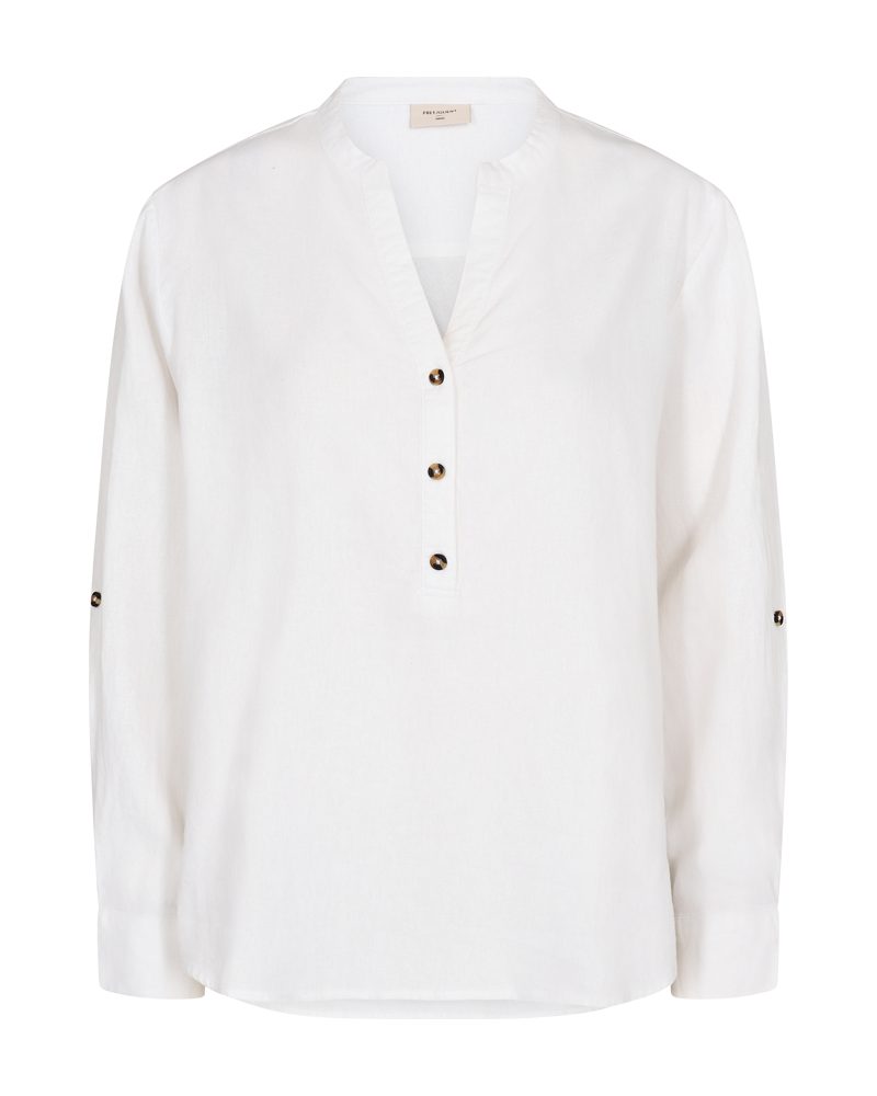 FREEQUENT Langarmbluse FQLAVA-SHIRT Leinenmix, mit V-Ausschnitt geschlitzt günstig online kaufen