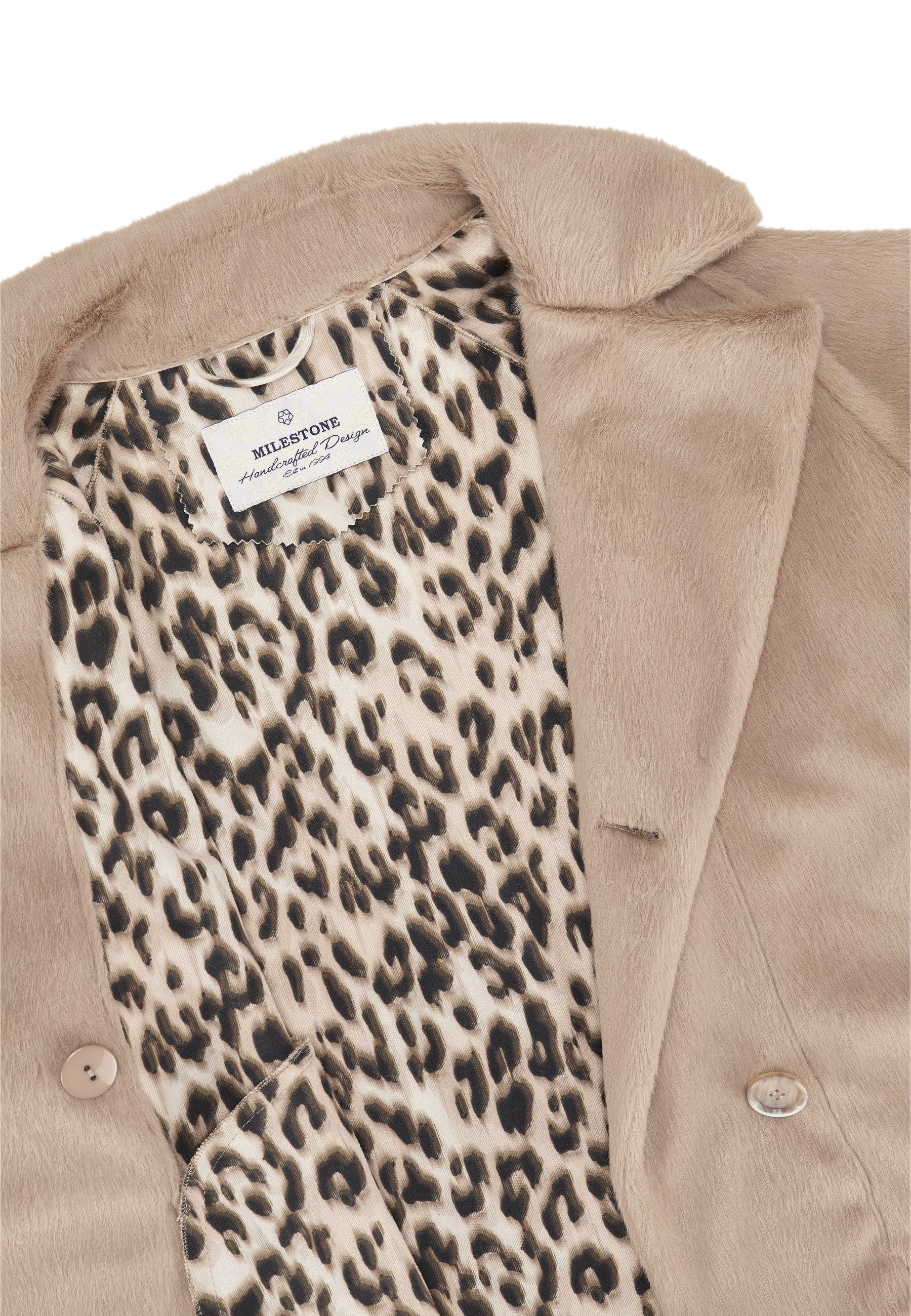 Milestone Fellimitatjacke MSHelene Damen Kunstfelljacke Übergangsjacke Futter Print