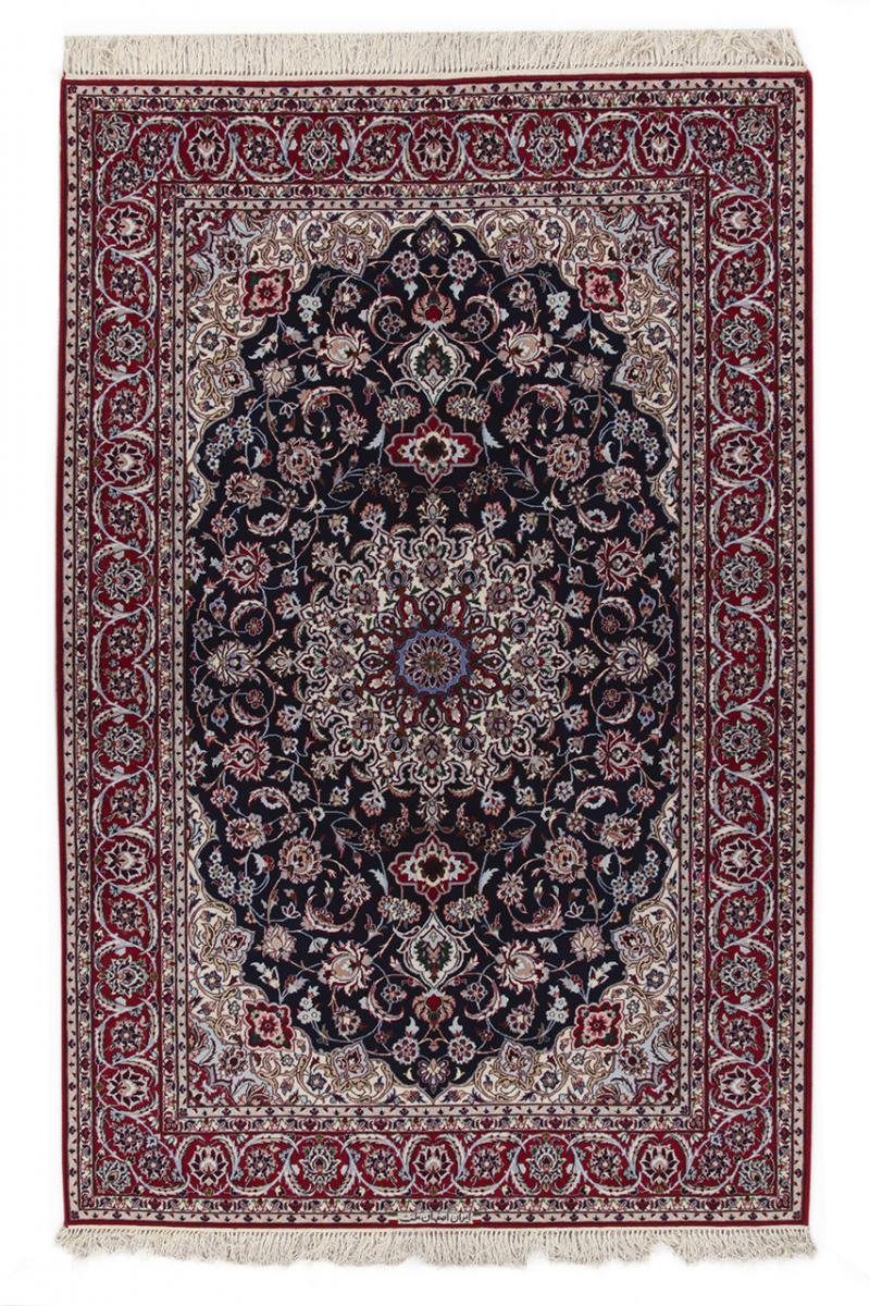 Orientteppich Isfahan Seidenkette 153x234 Handgeknüpfter Orientteppich, Nain Trading, rechteckig, Höhe: 6 mm