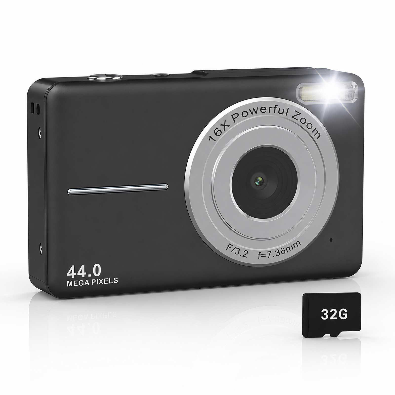 BBWL Kompakte 8MP Digitalkamera mit 16x Zoom, 1080P Video, 32GB Karte Vollformat-Digitalkamera (16x opt. Zoom, manueller Steuerung & 2,4 Zoll Display, ideal für Schüler & Geschenk)
