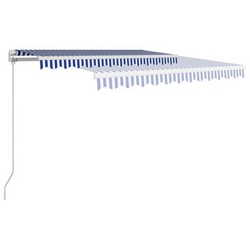 vidaXL Markise Einziehbare Markise Handbetrieben 350 x 250 cm Blau und Weiß Balkon Te