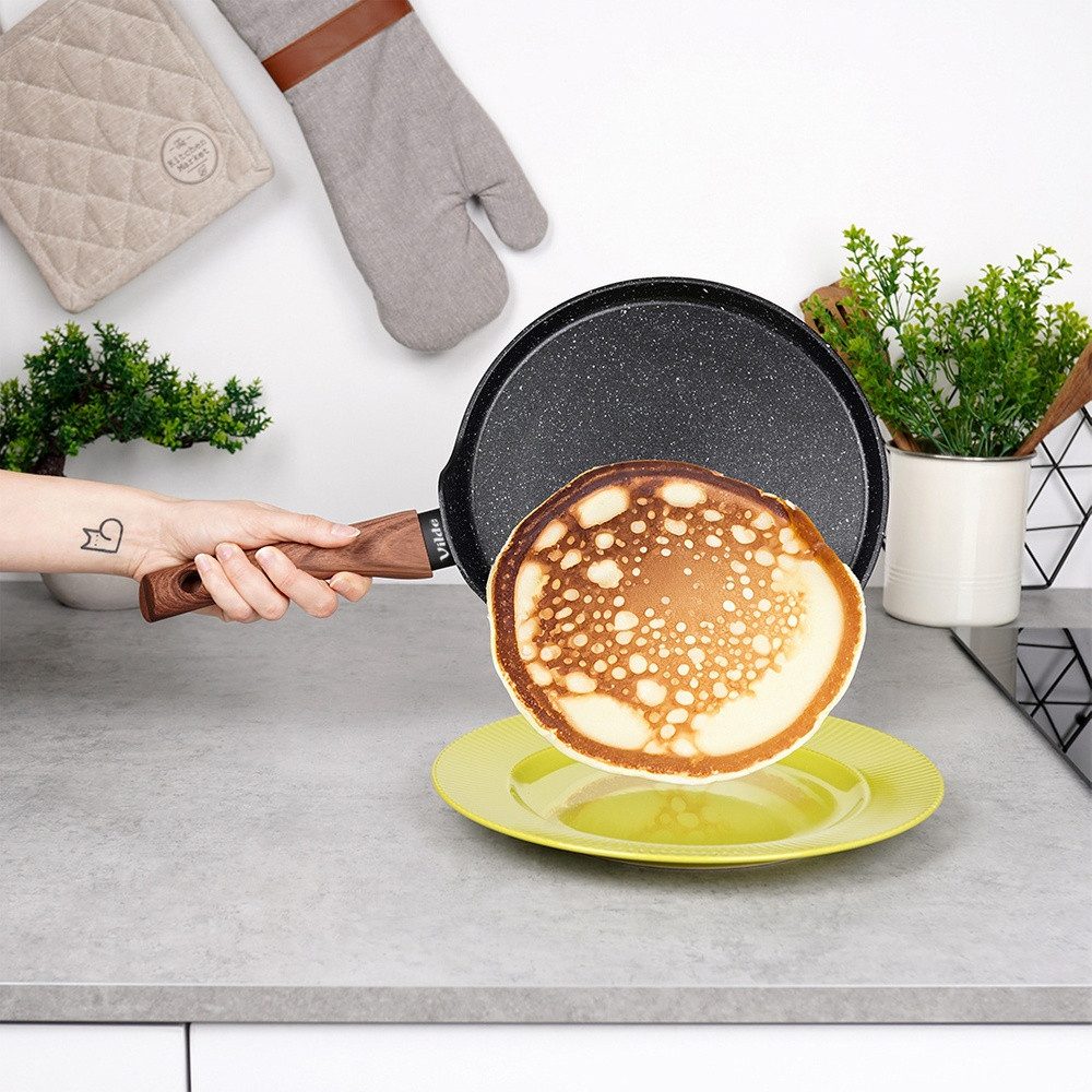 Vilde Crêpepfanne BLACK&WOOD 24 cm mit Granit-Antihaftbeschichtung, Aluminium (1-tlg), energiesparend, spülmaschinengeeignet – Bild 4 von 5