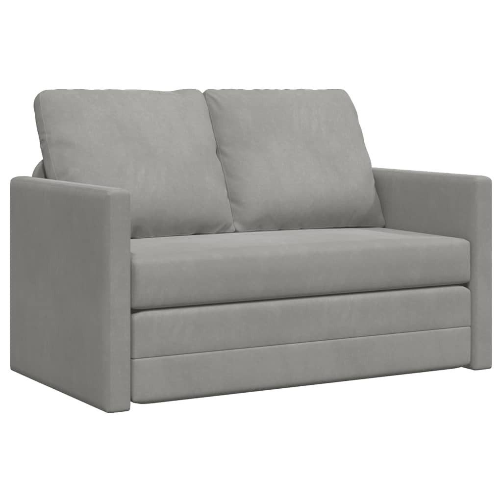 vidaXL Sofa Bodensofa mit Schlaffunktion Hellgrau 122x204x55 cm Samt, 1 Teile