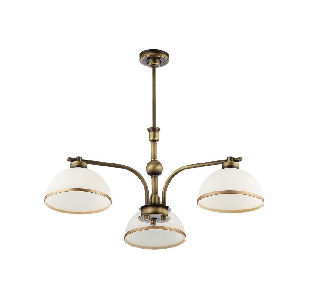 Licht-Erlebnisse Deckenleuchte SARAI, ohne Leuchtmittel, Deckenlampe 3-flammig in Messing Glas Metall Jugendstil Esszimmer