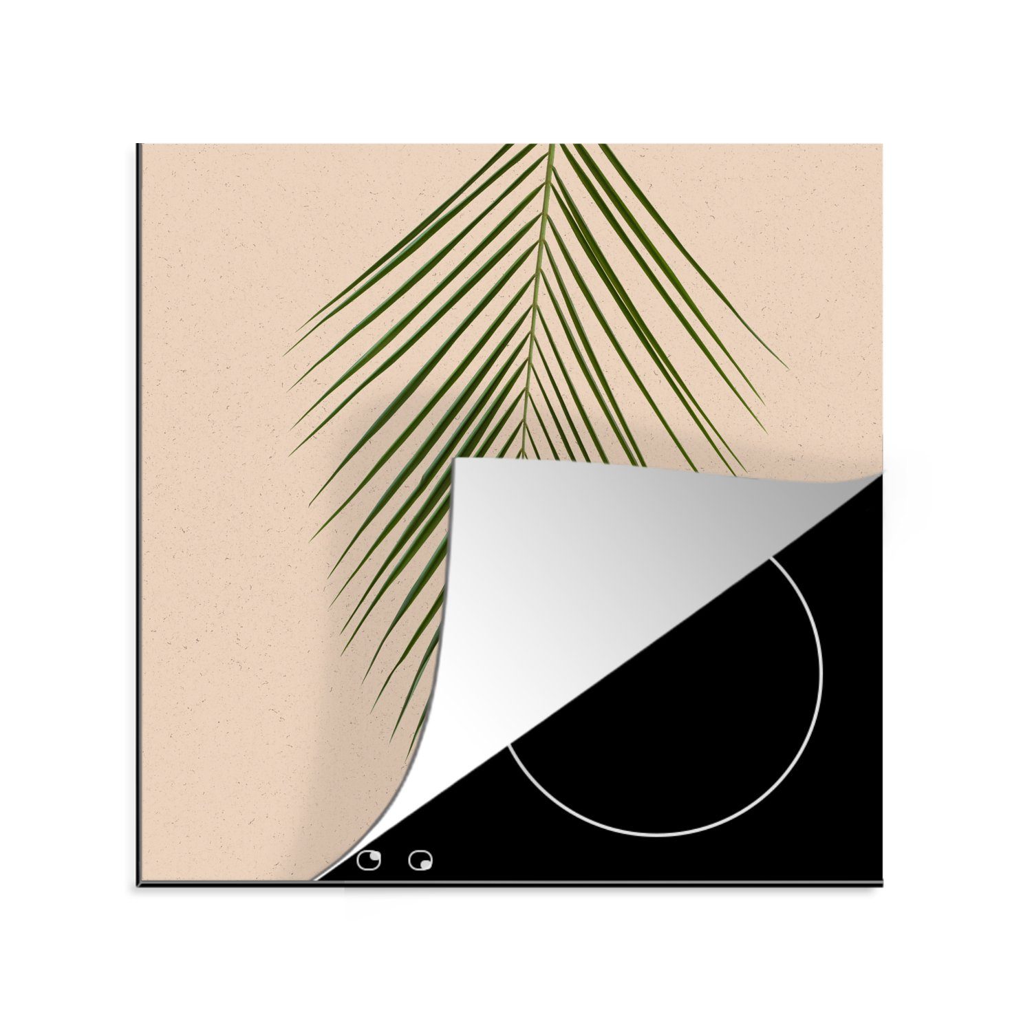 cm, Herdblende-/Abdeckplatte für MuchoWow Grün, Pastell küche Vinyl, 78x78 Arbeitsplatte - Sommer tlg), Ceranfeldabdeckung, - Blätter (1 -