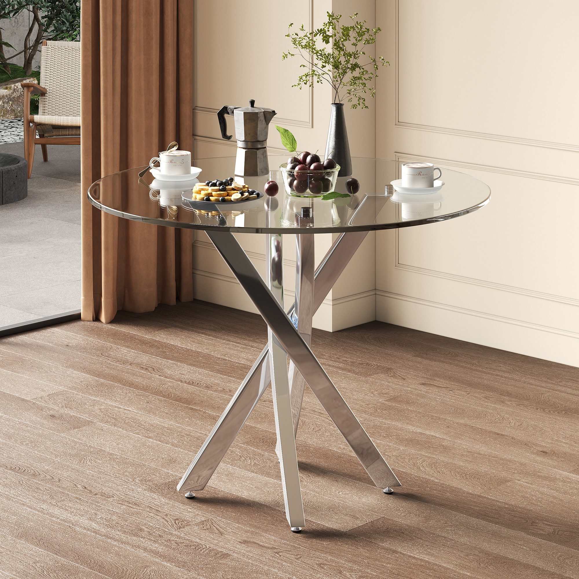 Flieks Esstisch Glastisch 80x75 cm (galvanisierte günstig online kaufen