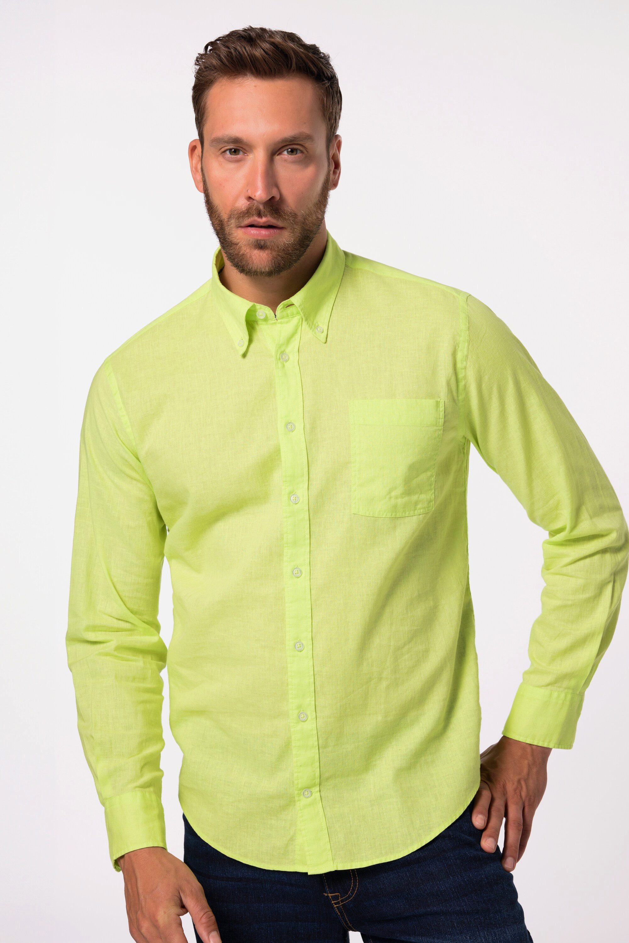 JP1880 Businesshemd Hemd Langarm Leinenmix Buttondown-Kragen günstig online kaufen