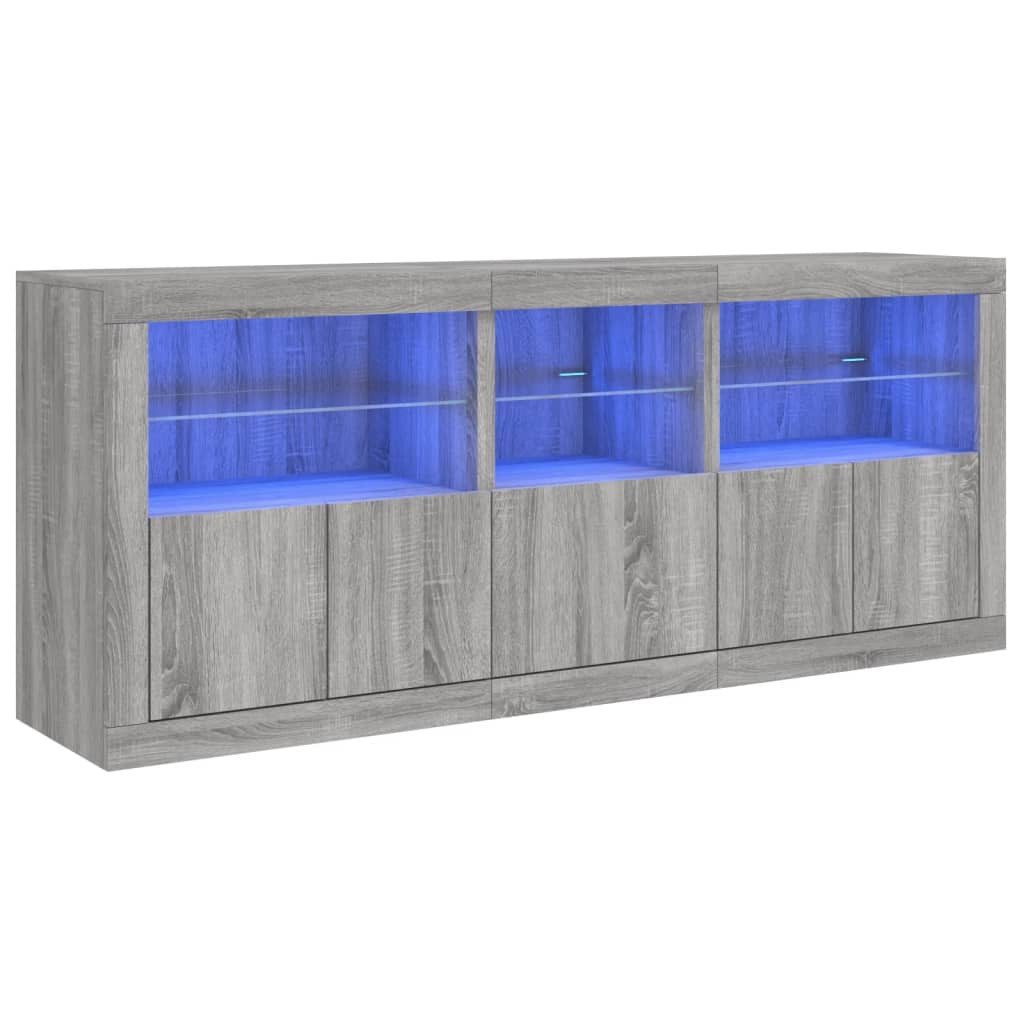 vidaXL Sideboard Sideboard mit LED-Leuchten Grau günstig online kaufen