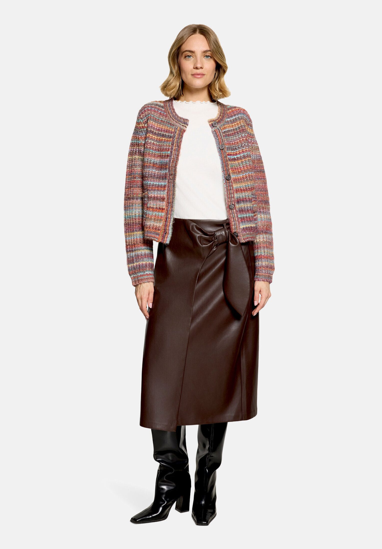 Cartoon Strickjacke Damen mit Rundhalsausschnitt (1-tlg)