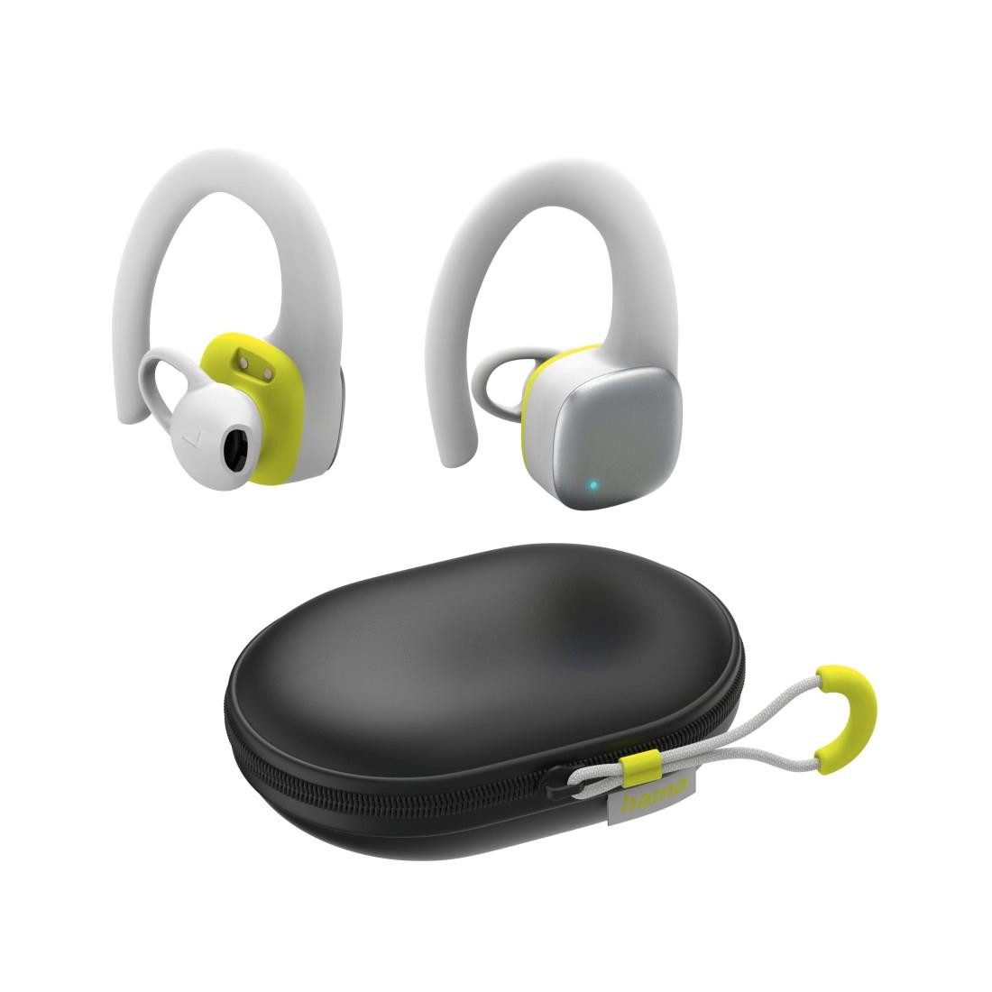 Hama Wireless Bluetooth Headset, In-Ear Bluetooth Kopfhörer für den Sport Sport-Kopfhörer (Freisprechfunktion, Sprachsteuerung, True Wireless, integrierte Steuerung für Anrufe und Musik, Google Assistant, Siri, A2DP Bluetooth, AVRCP Bluetooth, HFP, HSP, SPP, kabellos, mit Bügel und Mikrofon, schweißressistent, Reichweite 10m)