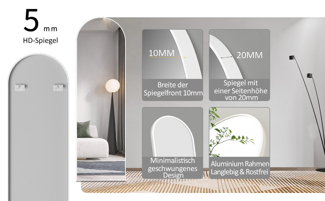 Boromal Ganzkörperspiegel für Schlafzimmer Bodenspiegel Weiß günstig online kaufen