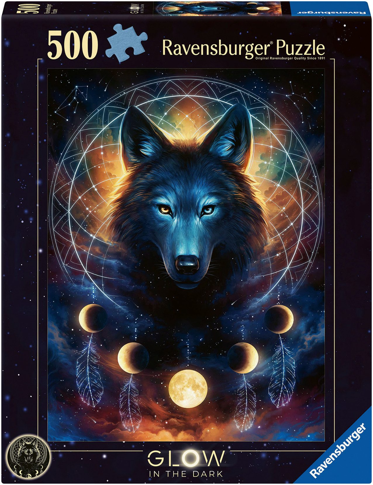 Ravensburger Puzzle Glow in the Dark, Leuchtender Wolf, 500 Puzzleteile, Ma günstig online kaufen
