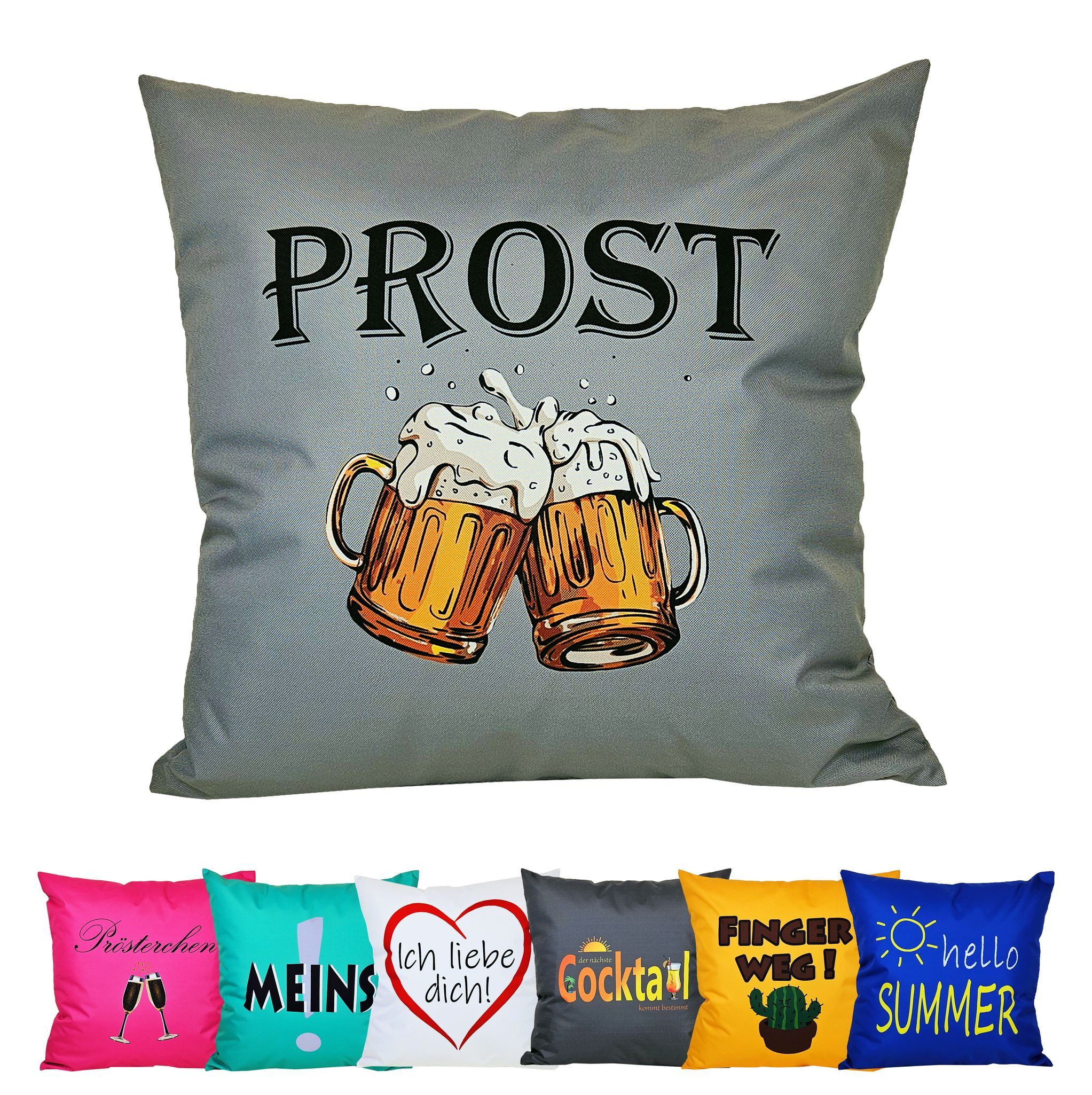 JACK Dekokissen 50x50cm Motiv Outdoor Lounge Kissen inkl. XXL Füllung Sitzkissen, Outdoorkissen starke Füllung mit lustigen Motiven