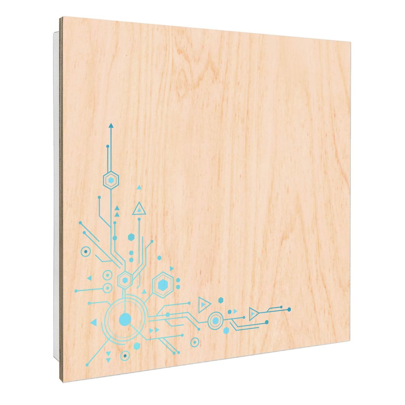 banjado Schlüsselkasten aus Holz mit Motiv Digitales Netzwerk (Stahl Gehäuse, mit 50 Haken), 30 x 30 x 5 cm