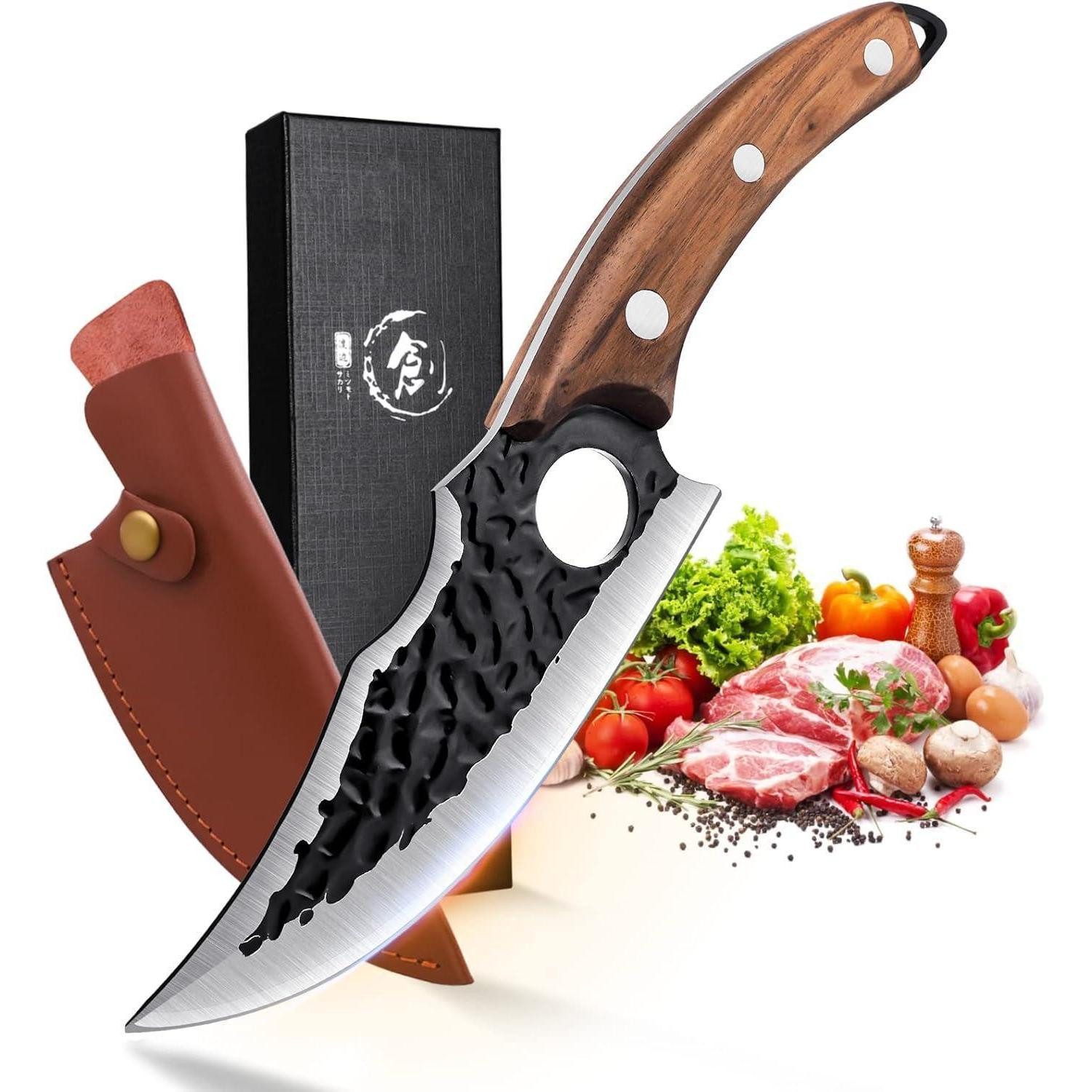 LuxusKollektion Universalküchenmesser Kochmesser Profi Japanisch Handgeschmiedet Holzgriff 6.2 Inches