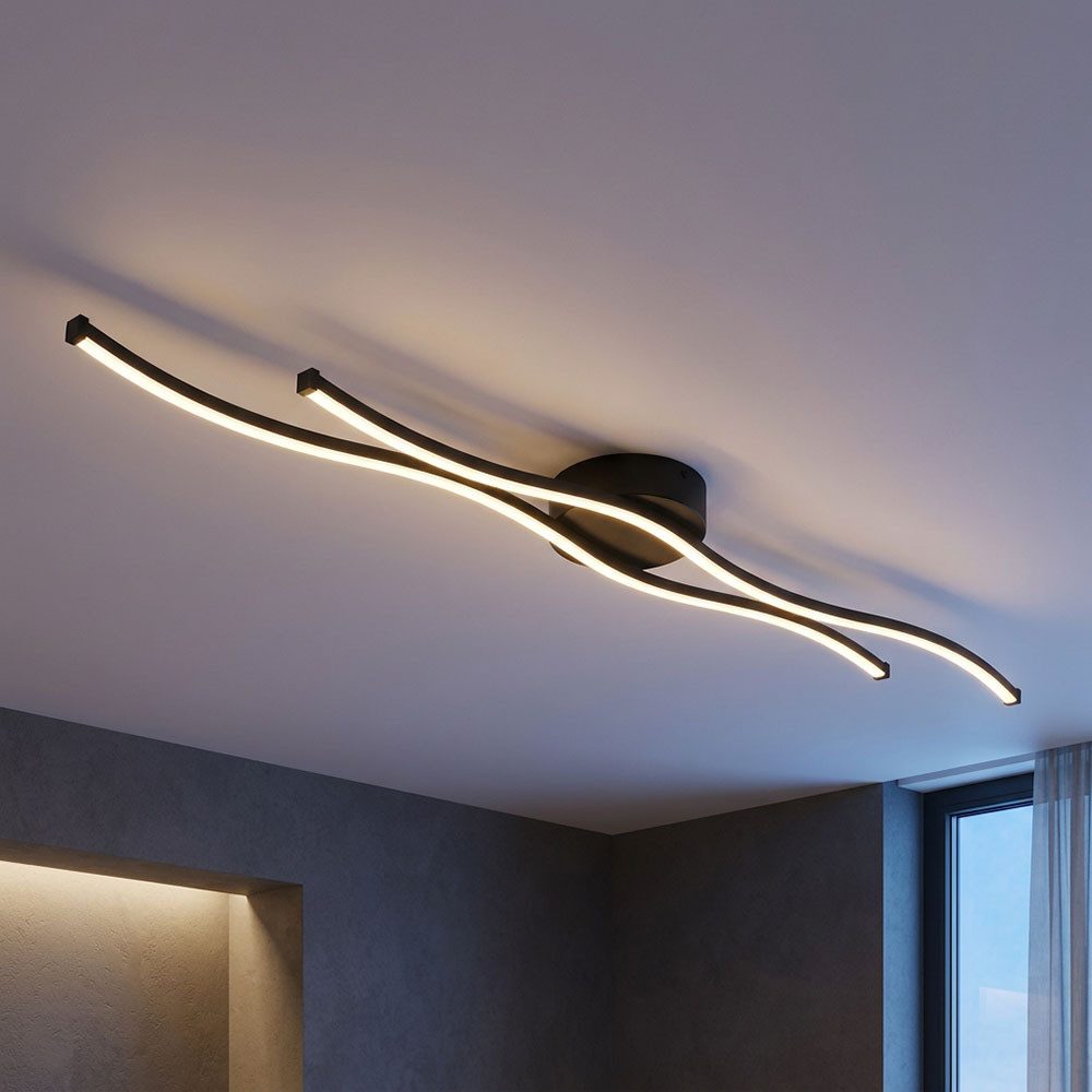 GLOBO LIGHTING LED Deckenleuchte, Leuchtmittel inklusive, Warmweiß, Deckenleuchte Wohnzimmerlampe LED Deckenlampe Metall Schwarz L 110,4