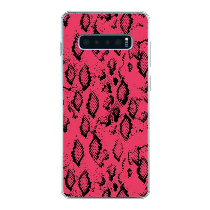 MuchoWow Handyhülle Tiermuster - Schlangenhaut - Rosa Phone Case Handyhülle Samsung Galaxy S10 Lite Silikon Schutzhülle