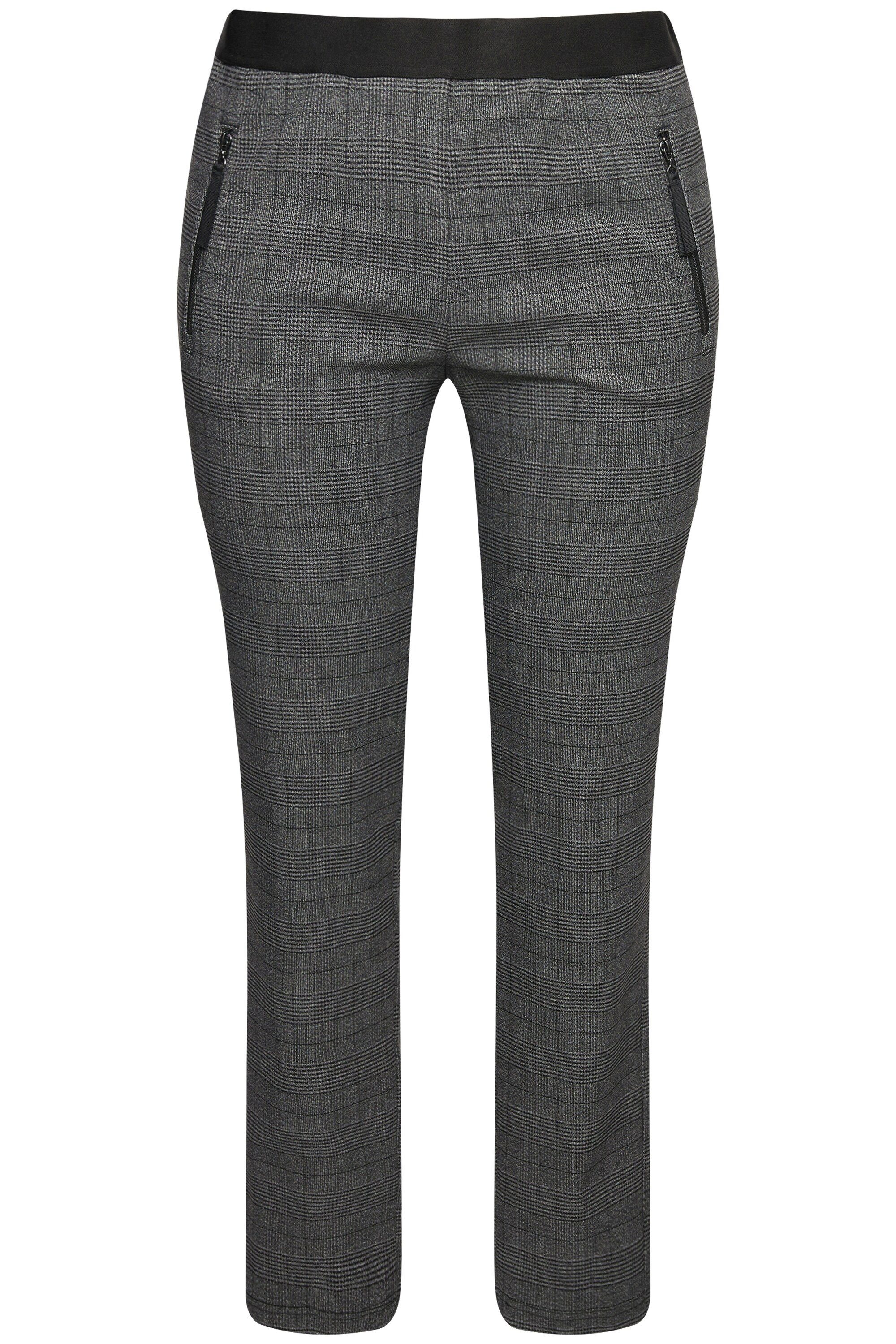 Ulla Popken Schlupfhose Karohose konisches Bein Elastikbund Zipptaschen günstig online kaufen
