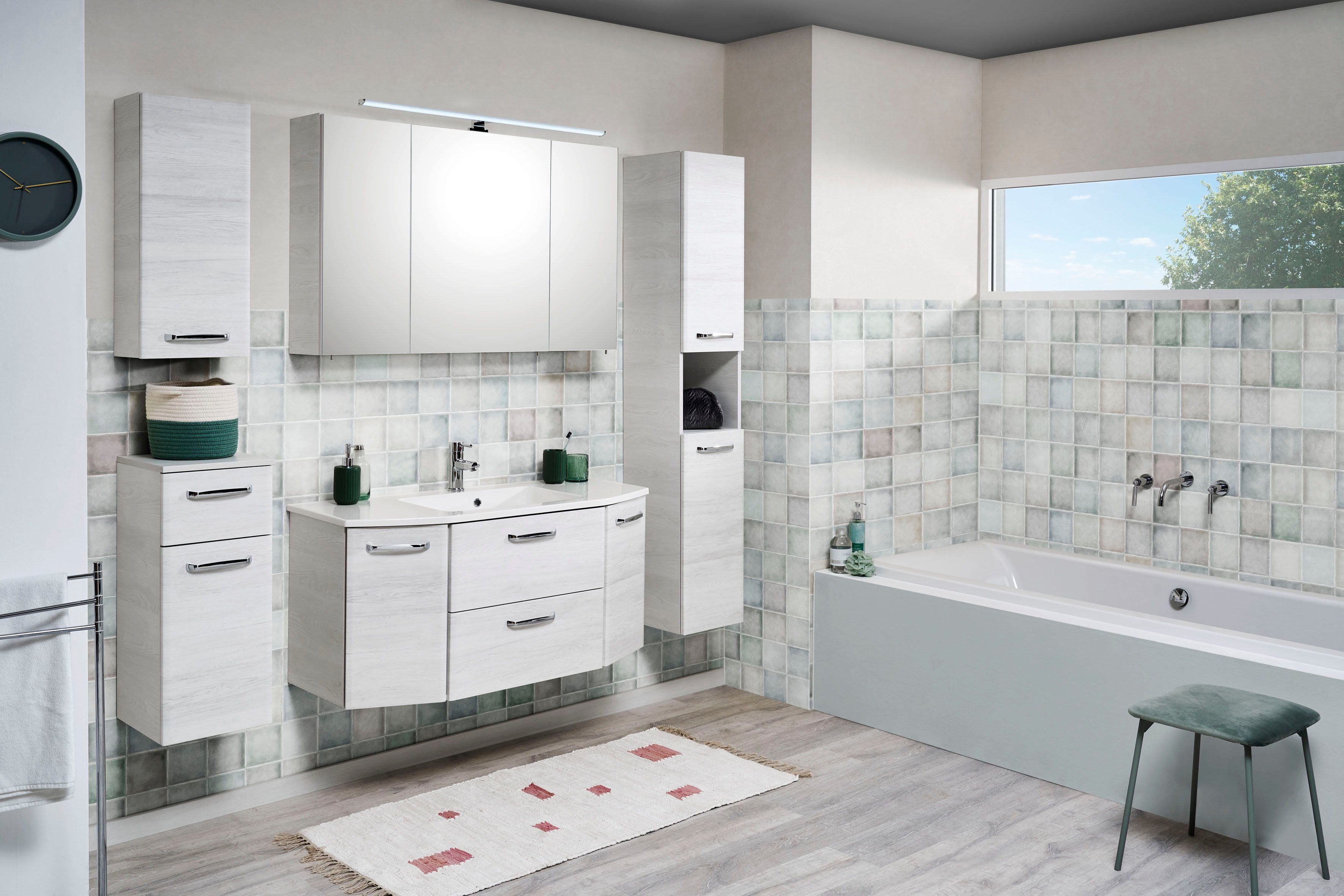 Saphir Quickset vanity unit including mineral marble washbasin, 112cm wide, 2 doors, base cabinet with sink, including door dampers, chrome handles