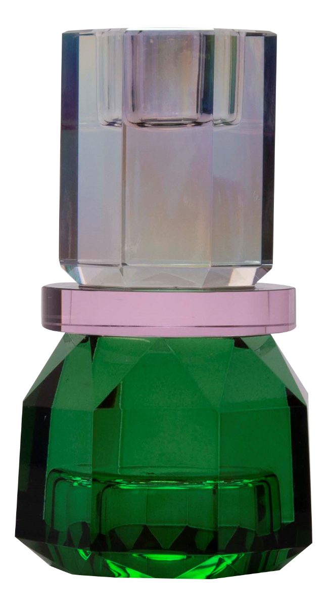 EJA International Kerzenhalter Kristall - Regenbogen, Pink, Dunkelgrün (1 St), 13 x 7 x 7 cm