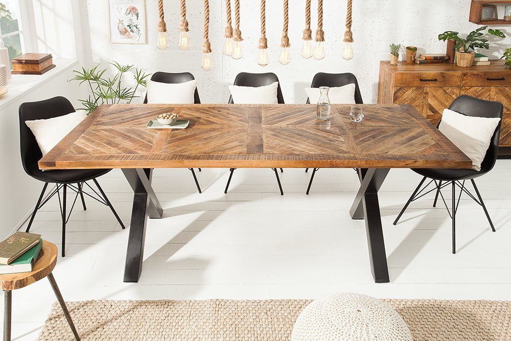 riess-ambiente Esstisch INFINITY HOME 160cm natur / schwarz (Einzelartikel, 1-St), Massivholz · Metall · X-Gestell · 4cm Tischplatte · Industrial Design