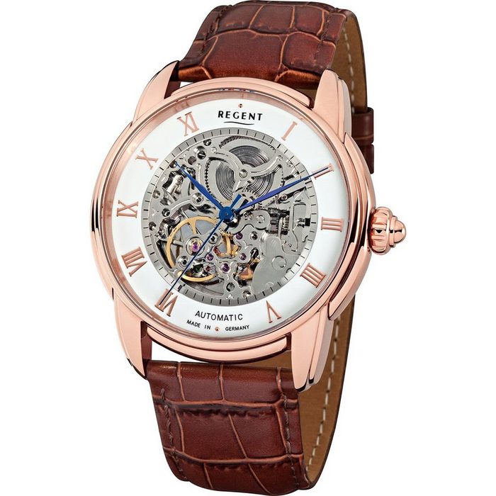 Regent Quarzuhr Regent Herren-Armbanduhr braun Analog (Armbanduhr) Herren Armbanduhr rund groß (ca. 42mm) Edelstahl Fashion