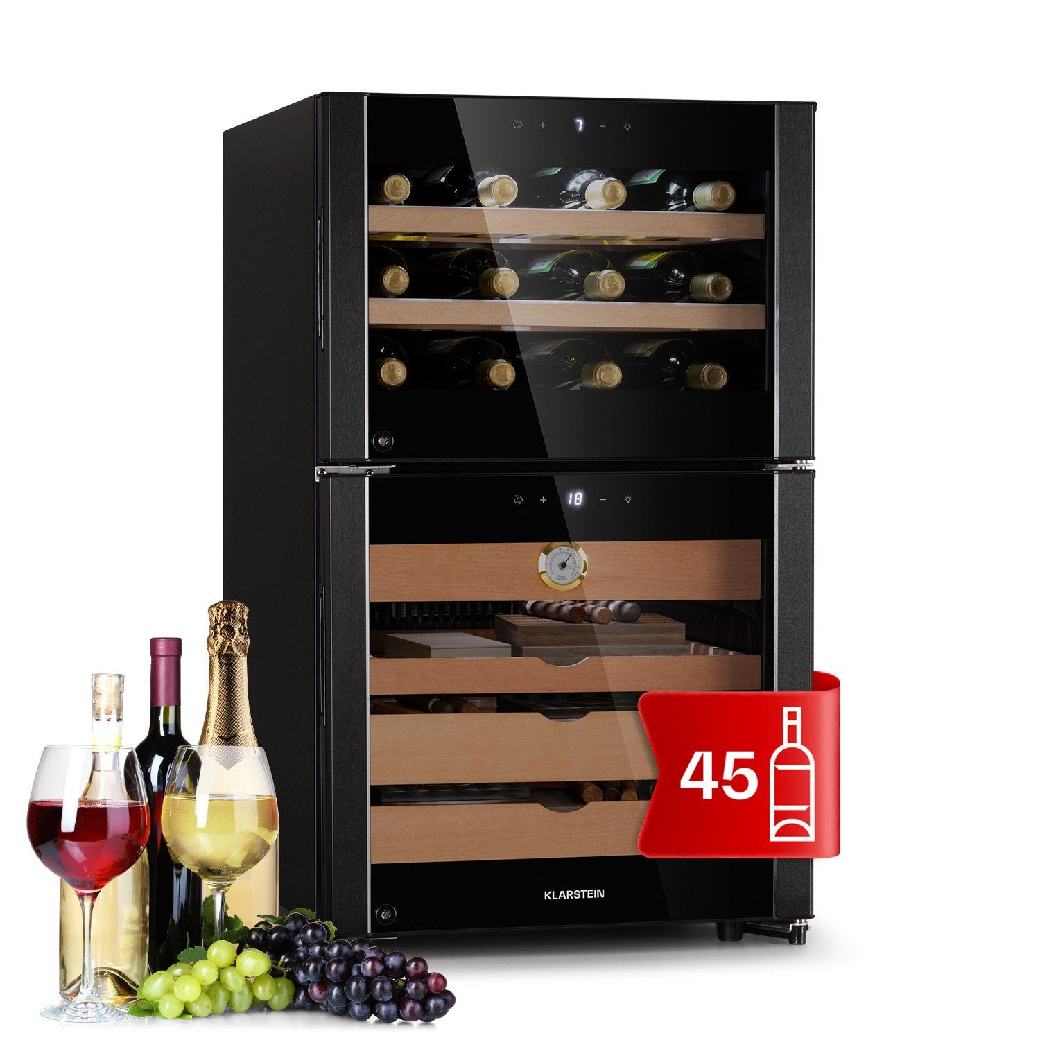 Klarstein Weinkühlschrank El Dorado 108, für 45 Standardflaschen á 0,75l | Weinkühlschränke