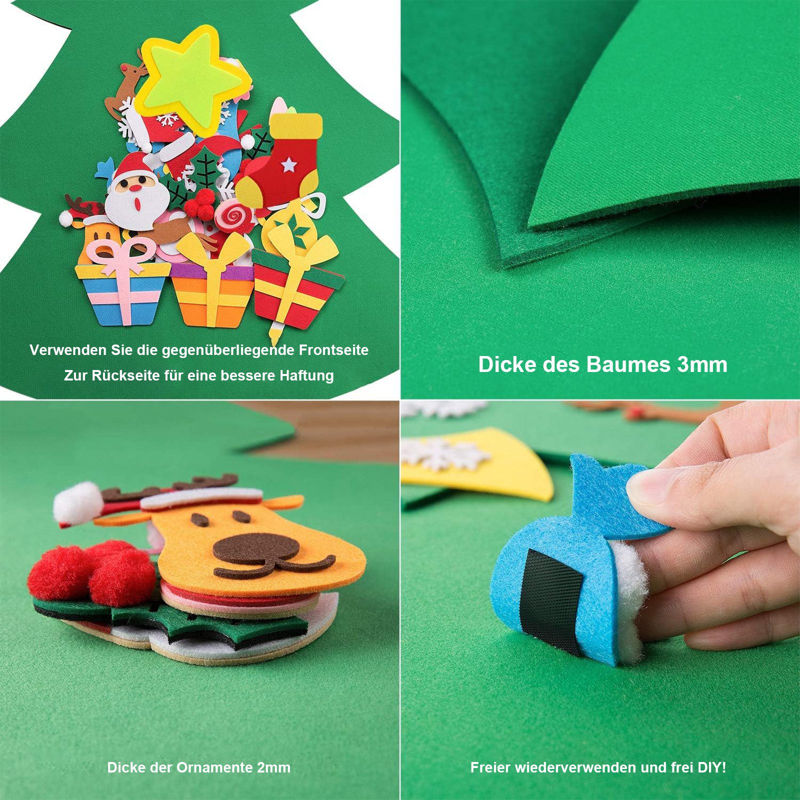 MODFU Künstlicher Weihnachtsbaum DIY Weihnachtsbaum aus Filz für Kinder 3D günstig online kaufen