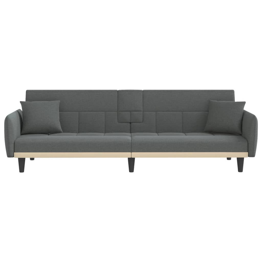 vidaXL Sofa Schlafsofa mit Getränkehaltern Stoff Dunkelgrau