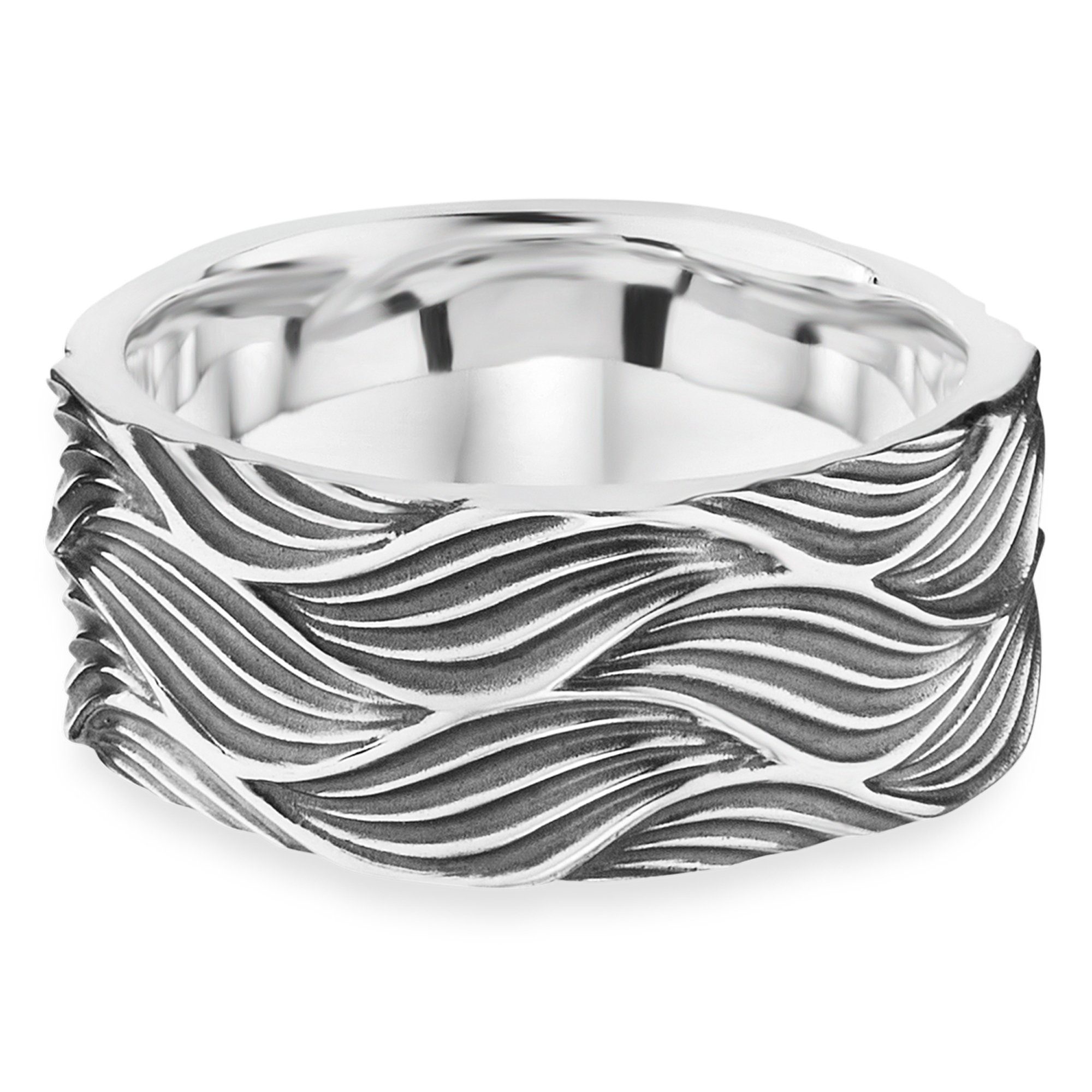 Wellen oxidiert CAÏ Fingerring Sterling 925/- Silber