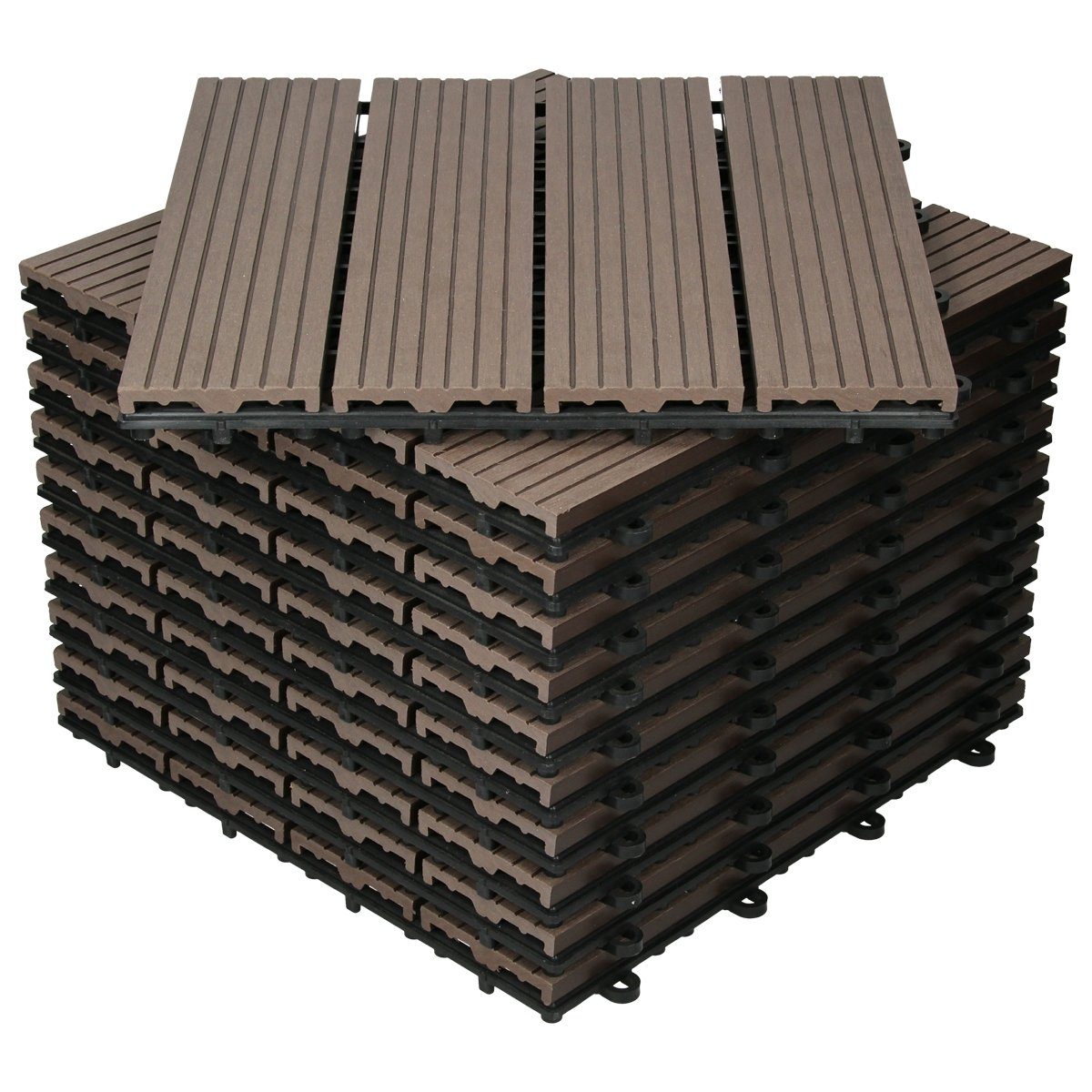 ECD Germany WPCFliesen »WPC, 30x30 cm 22er Set für 2m² Dunkelbraun