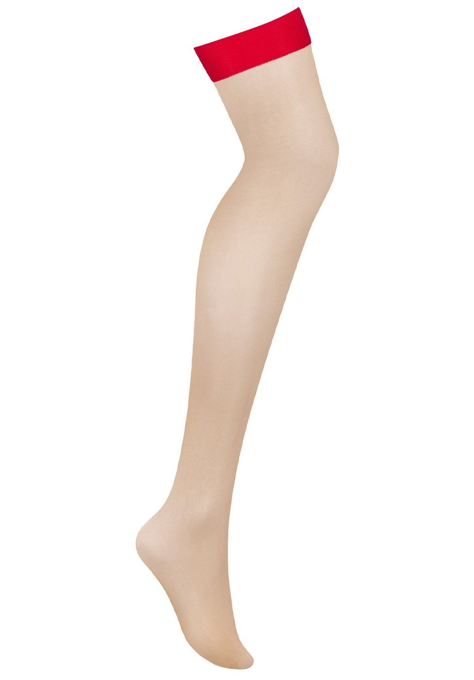 Obsessive Strapsstrümpfe Straps-Strümpfe transparent - rot (1-Paar) transparent