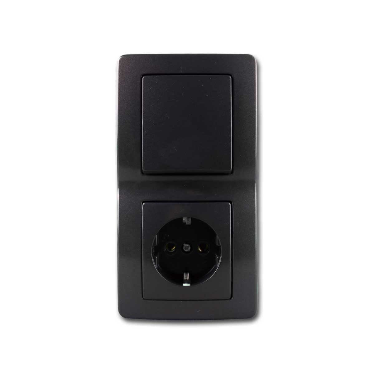 TEM EKONOMIK Set "Tür 2-fach", 3-teilig, anthrazit Unterputzschalter