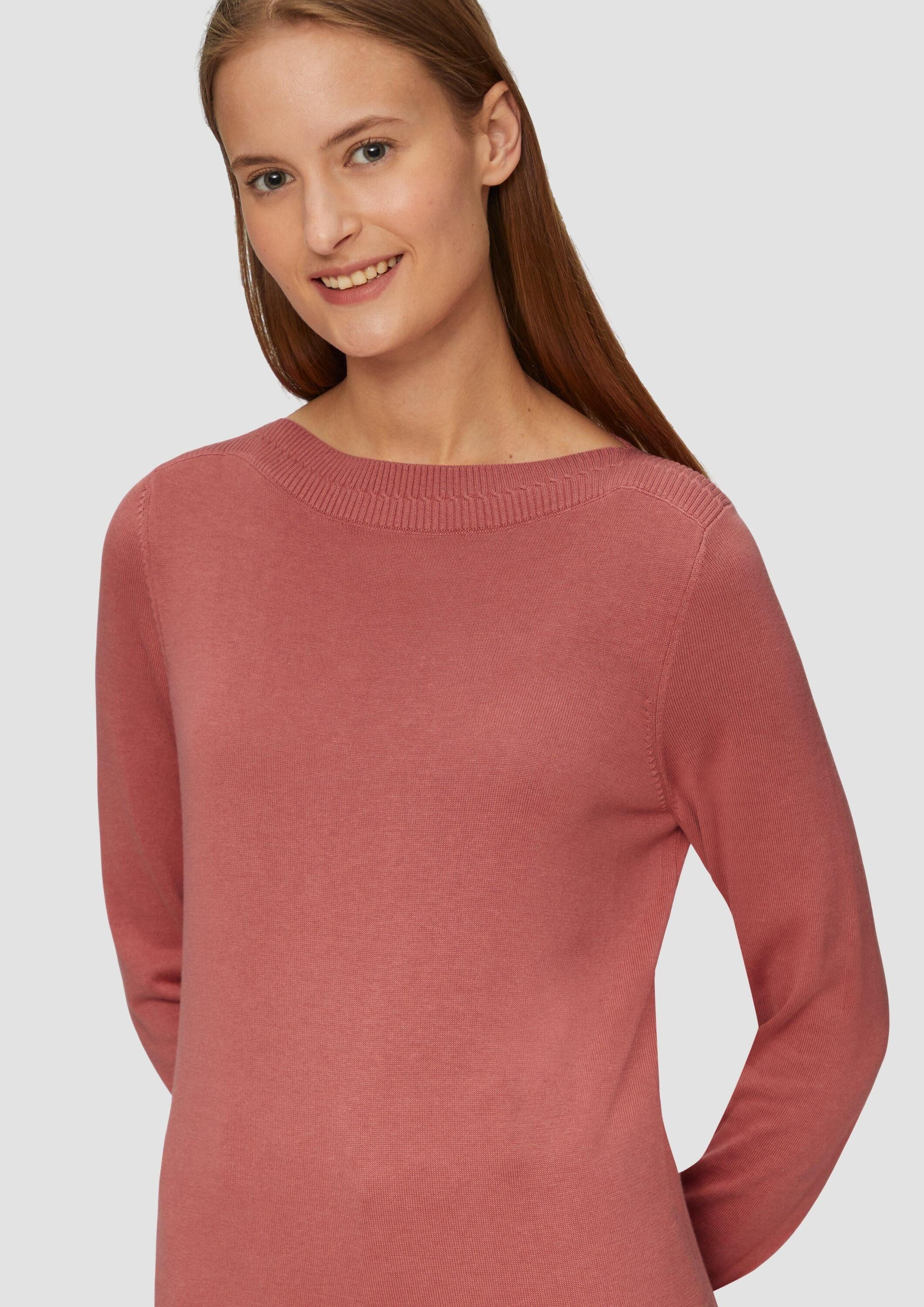 s.Oliver Longpullover Strickpullover Strickpullover mit U-Boot-Ausschnitt