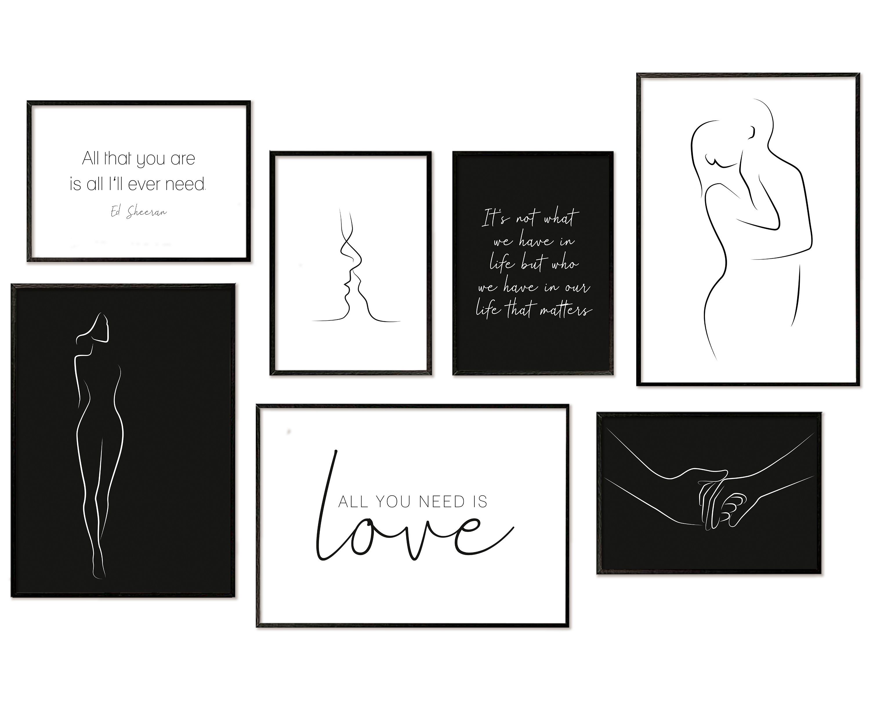 Hyggelig Home Poster Liebe - Premium Poster Set OHNE & MIT Rahmen - Wandbil günstig online kaufen