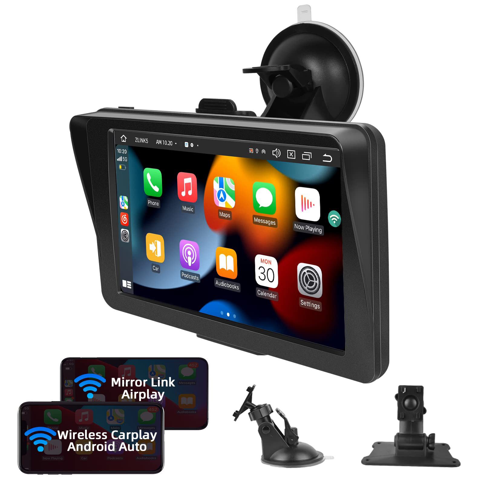 Kabelloses Apple Carplay & Android Auto, 7-Zoll CarPlay Display Navigationsgerät