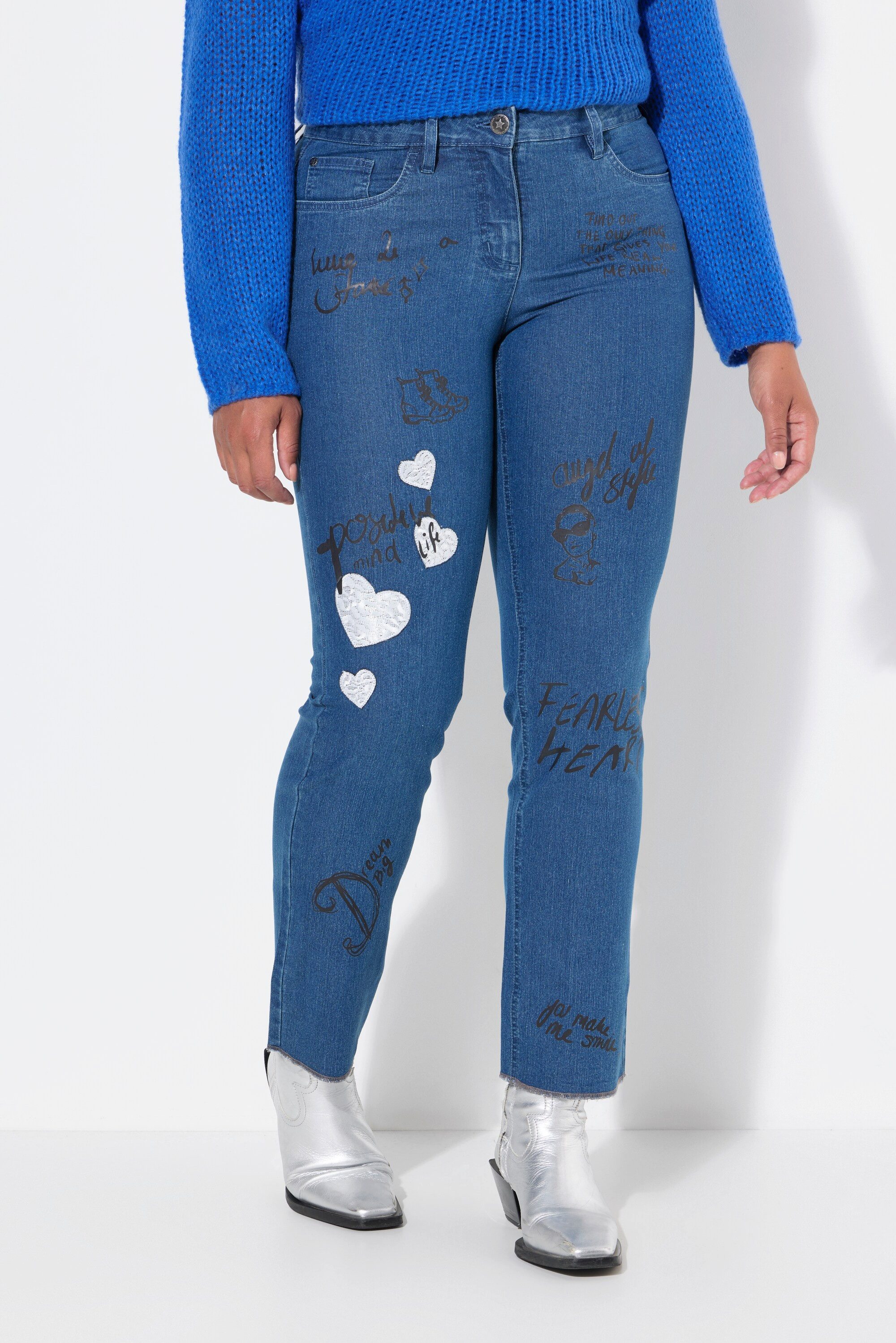 Angel of Style Regular-fit-Jeans Джинсы Straight Fit Alloverdruck Patches 5-Pocket