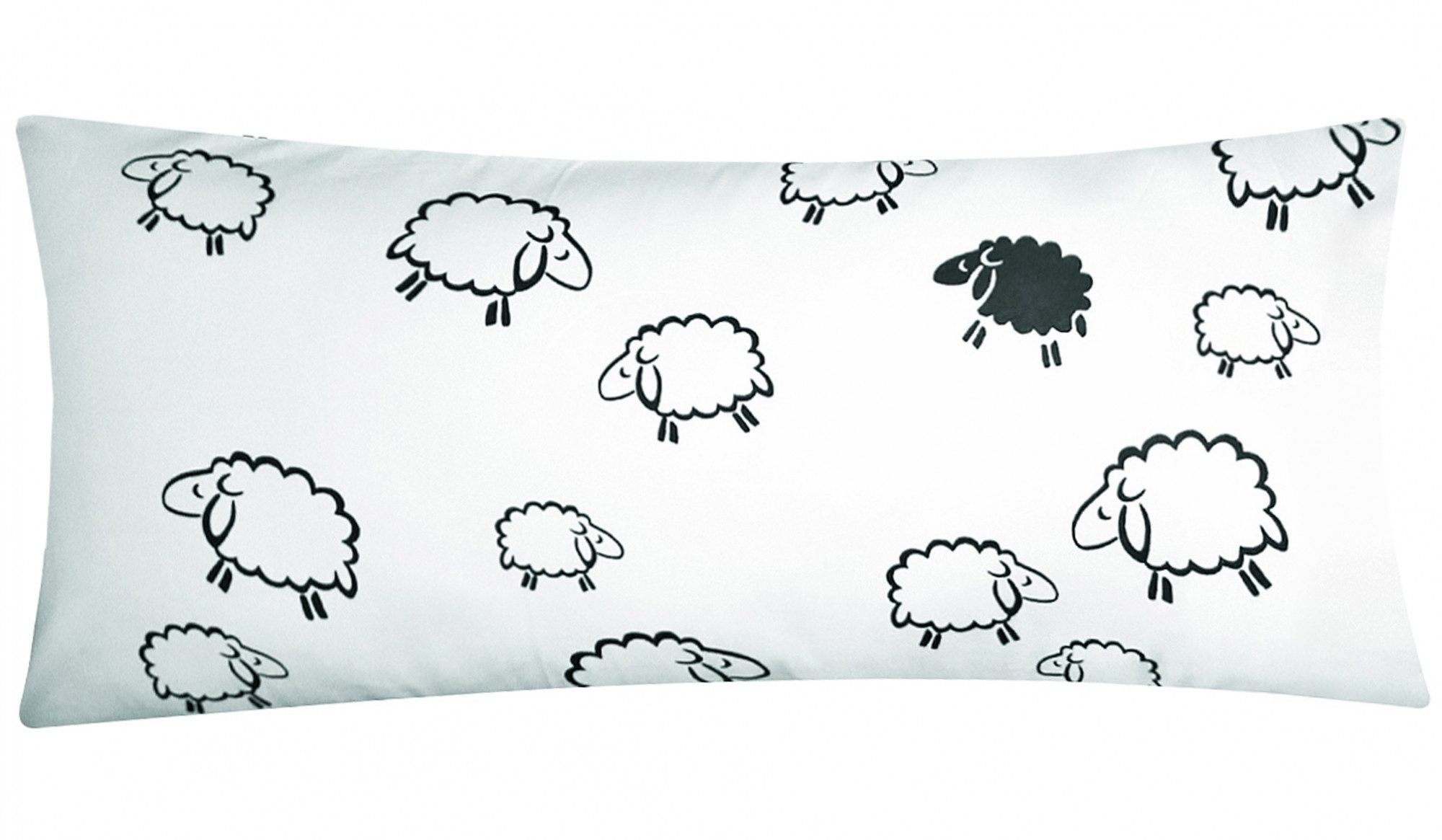 Heubergshop Kissenbezug, (1 Stück), 40x80cm – Schafe Lämmer Weiß Schwarz 100% Baumwolle (1 x 99/2 40x80)