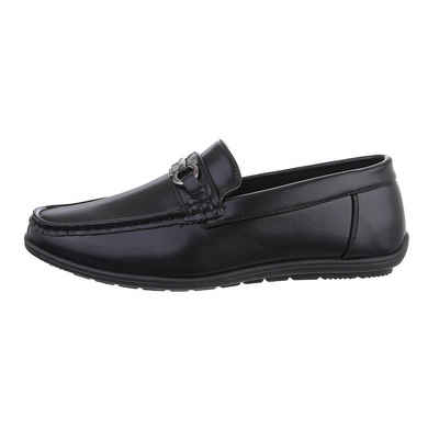 Ital-Design Herren Mokassins Freizeit Slipper Flach Slipper in Schwarz