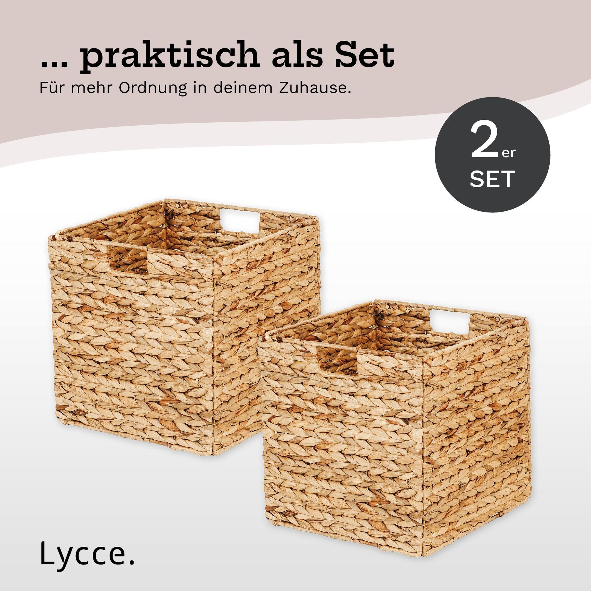 Lycce Regalkorb Kallax Einsatz Aufbewahrungskorb Quader Wasserhyazinthe natur 2er Set (2 St)