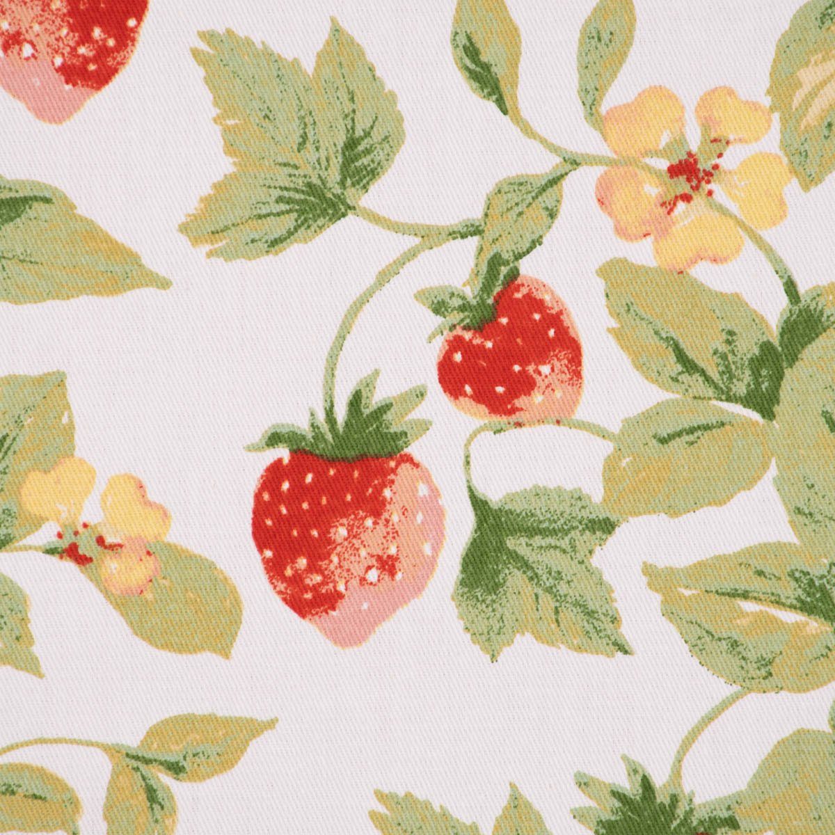 SCHÖNER LEBEN. Tischläufer Tischläufer aus Baumwolle Gariguette Erdbeeren weiß rot grün 40x160cm, made in Germany,handmade