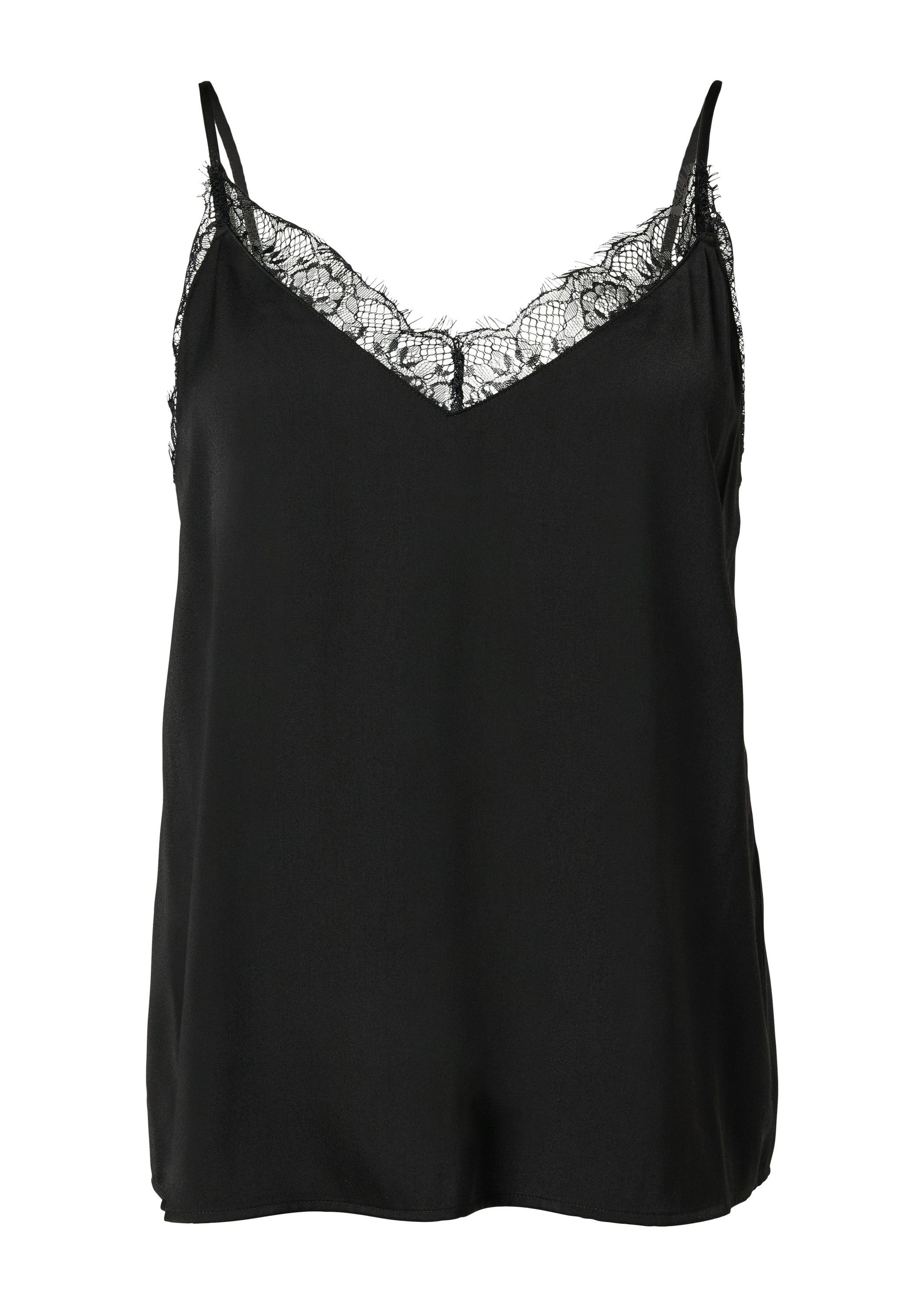 comma Blusentop Bluse Satin-Top mit Spitze und verstellbaren Trägern günstig online kaufen