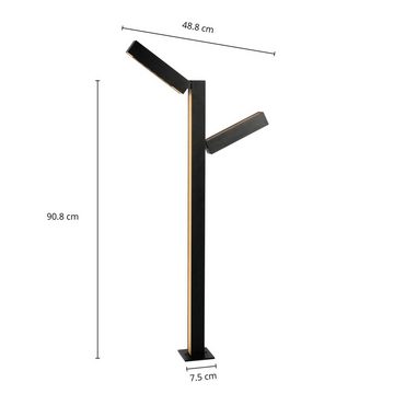 Lucande LED Pollerleuchte Taskalin, LED-Leuchtmittel fest verbaut, warmweiß, Modern, Aluminium, Schwarz, Holz hell, 1 flammig, inkl. Leuchtmittel