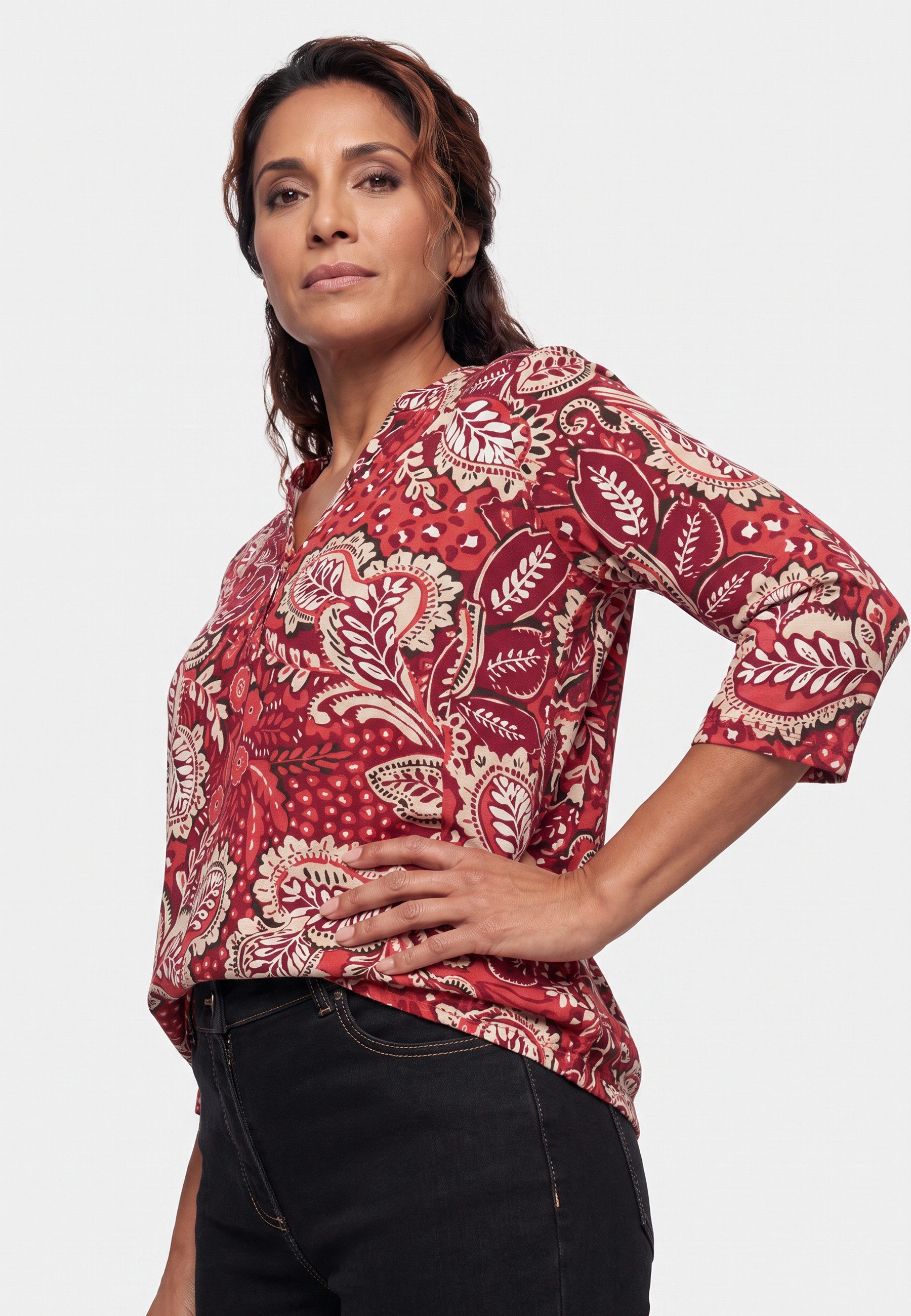 Olsen Tunikashirt mit Allover-Dessin und Tunikaausschnitt – Bild 3 von 5