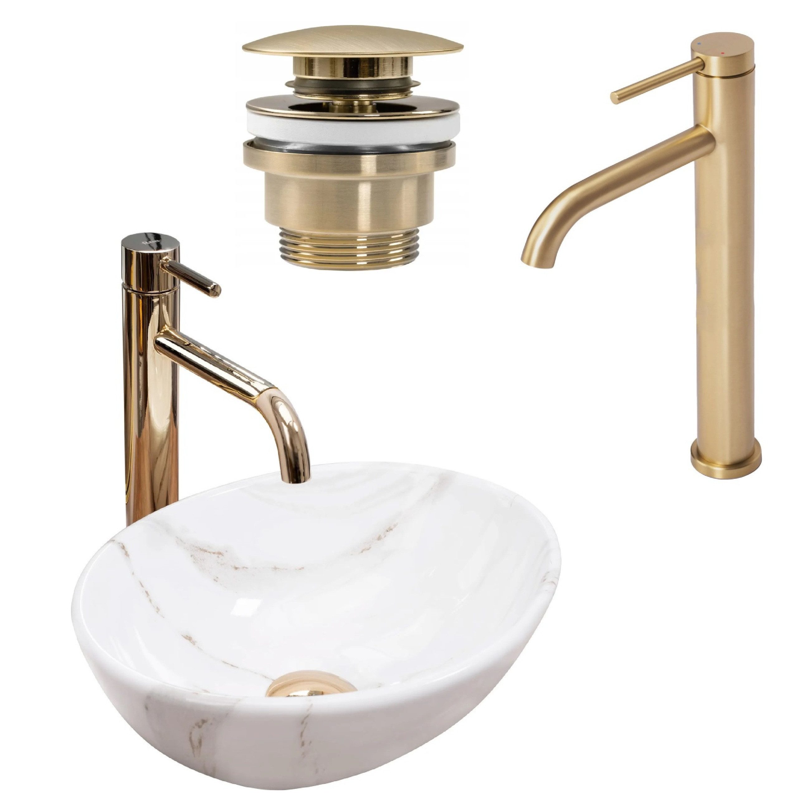 wohnwerk.idee Aufsatzwaschbecken Waschbecken Marmor Optik Gäste WC / Gäste günstig online kaufen