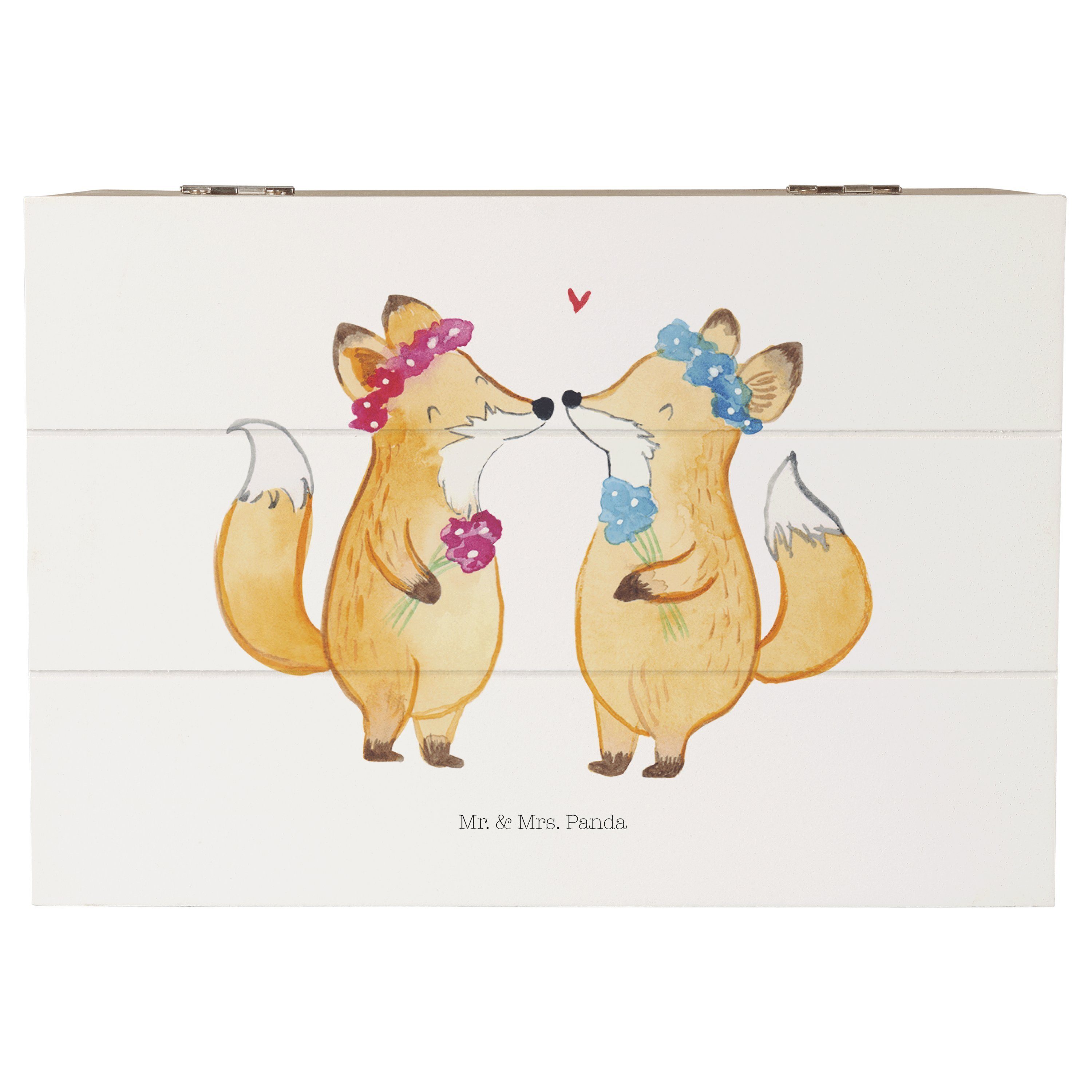 Mr. & Mrs. Panda Dekokiste Füchse Pärchen Lesbian Pride - Weiß - Geschenk, Geschenkideen für Hoc (1 St)