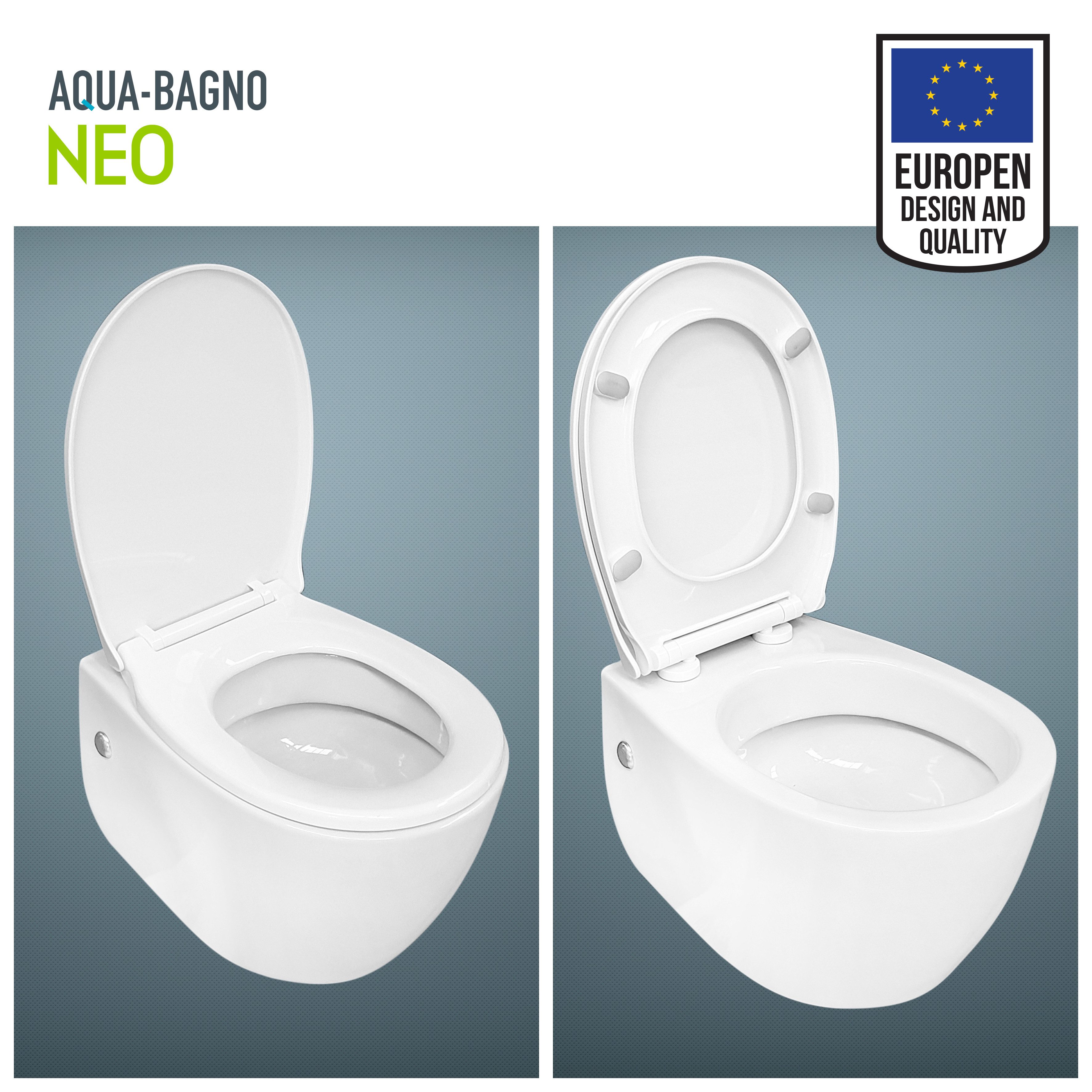 Aqua Bagno WC-Sitz Absenkautomatik Toilettendeckel abnehmbarer WC-Sitz (WC-Sitz, WC-Deckel, 1-St)